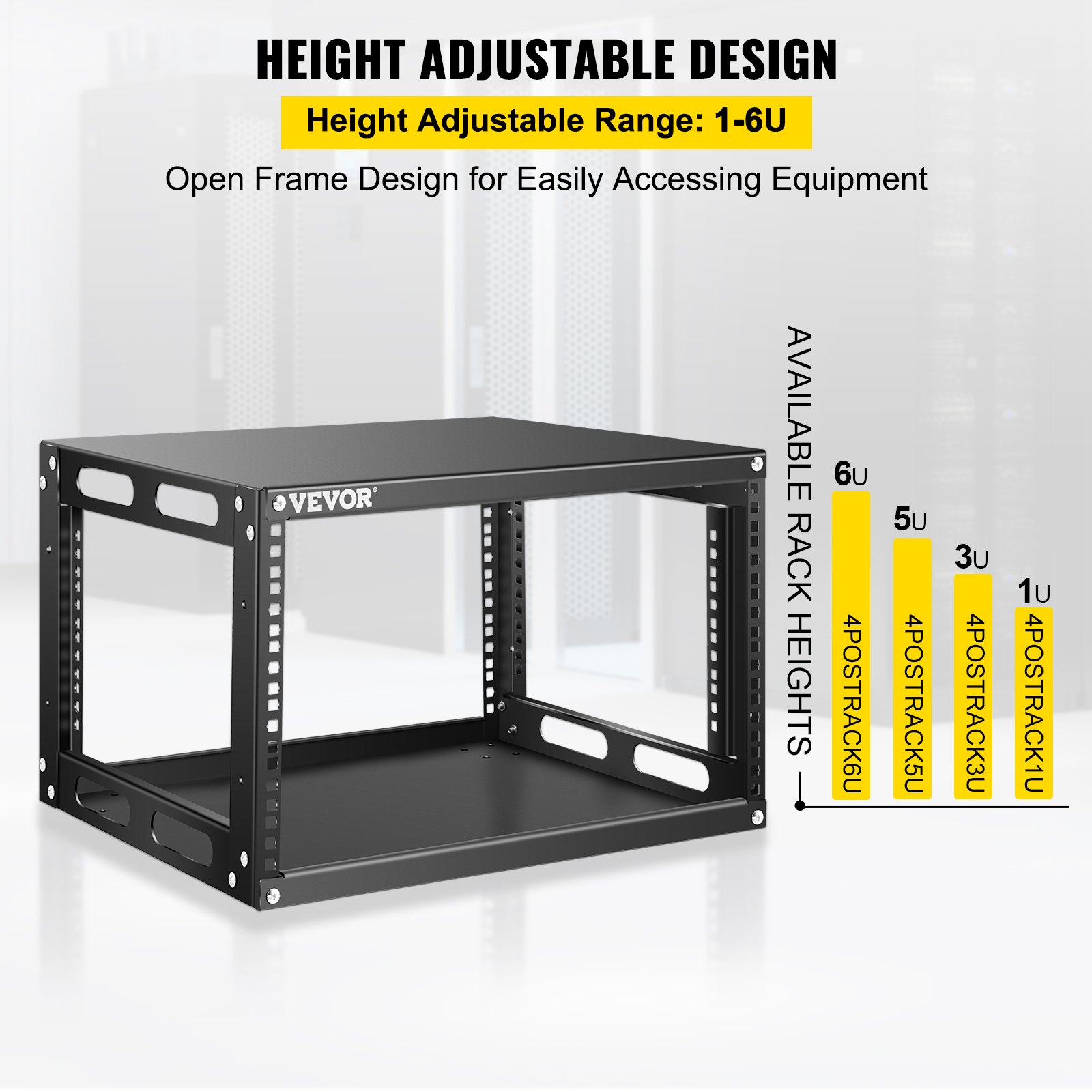 VEVOR Server Rack, 6U Open Frame Rack, 4-Post IT Server Network Relay ...