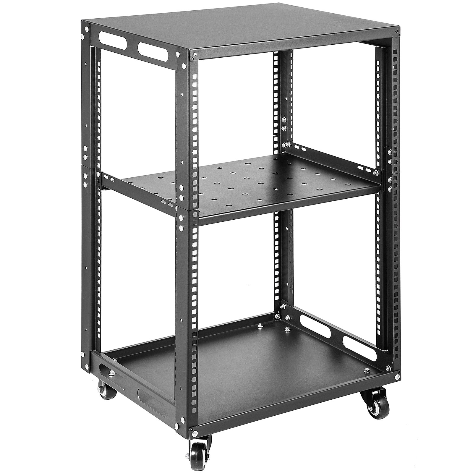 VEVOR Server Rack, 15U 19'' Open Frame Rack, 4Post IT Server Network