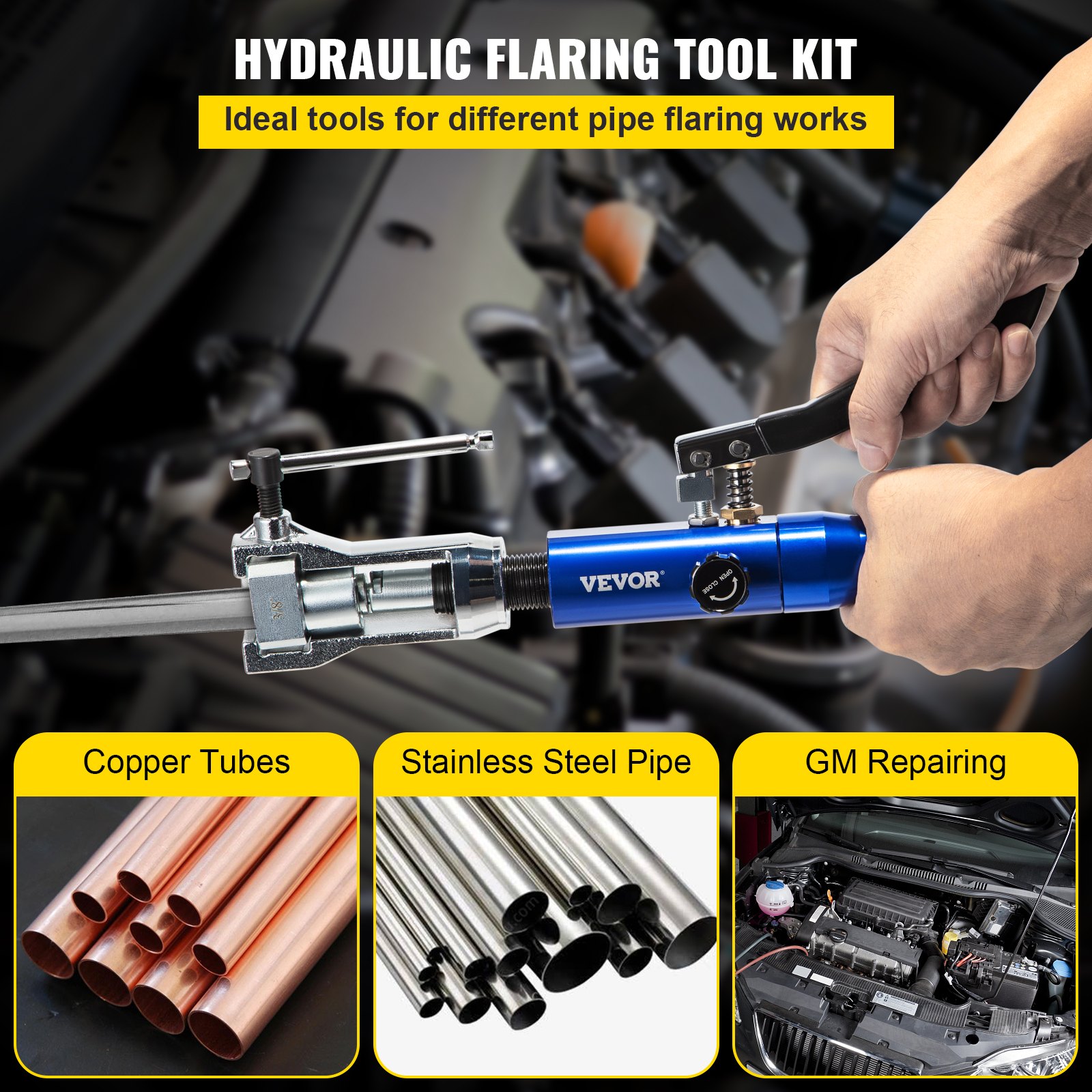 VEVOR Hydraulic Flaring Tool Kit, 45° Double Flaring Tool, Brake Repair