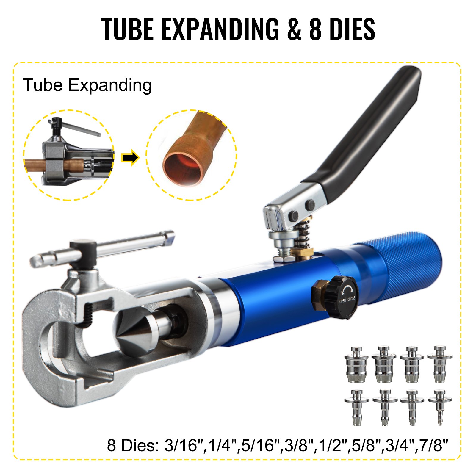 VEVOR Hydraulic Flaring Tool Kit with Tube Cutter Flare Tool Kit ...