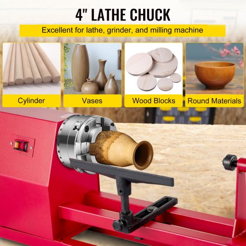 VEVOR Lathe Chuck 4inch Woodturning Chuck 4 Jaws 1inch x 8TPI Thread