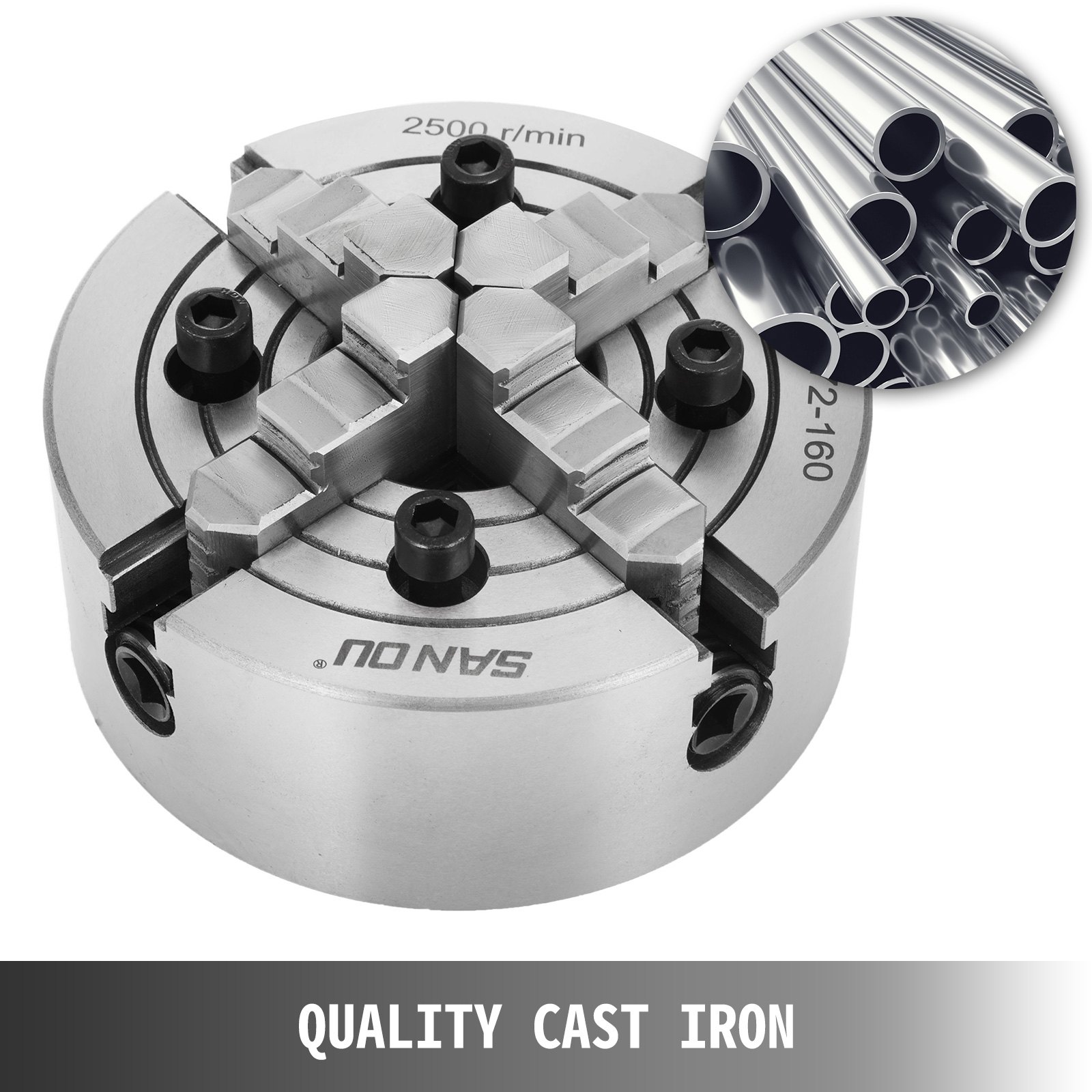 VEVOR K72160 Lathe Chuck, 6" 4Jaw, Independent Reversible Jaw, Metal