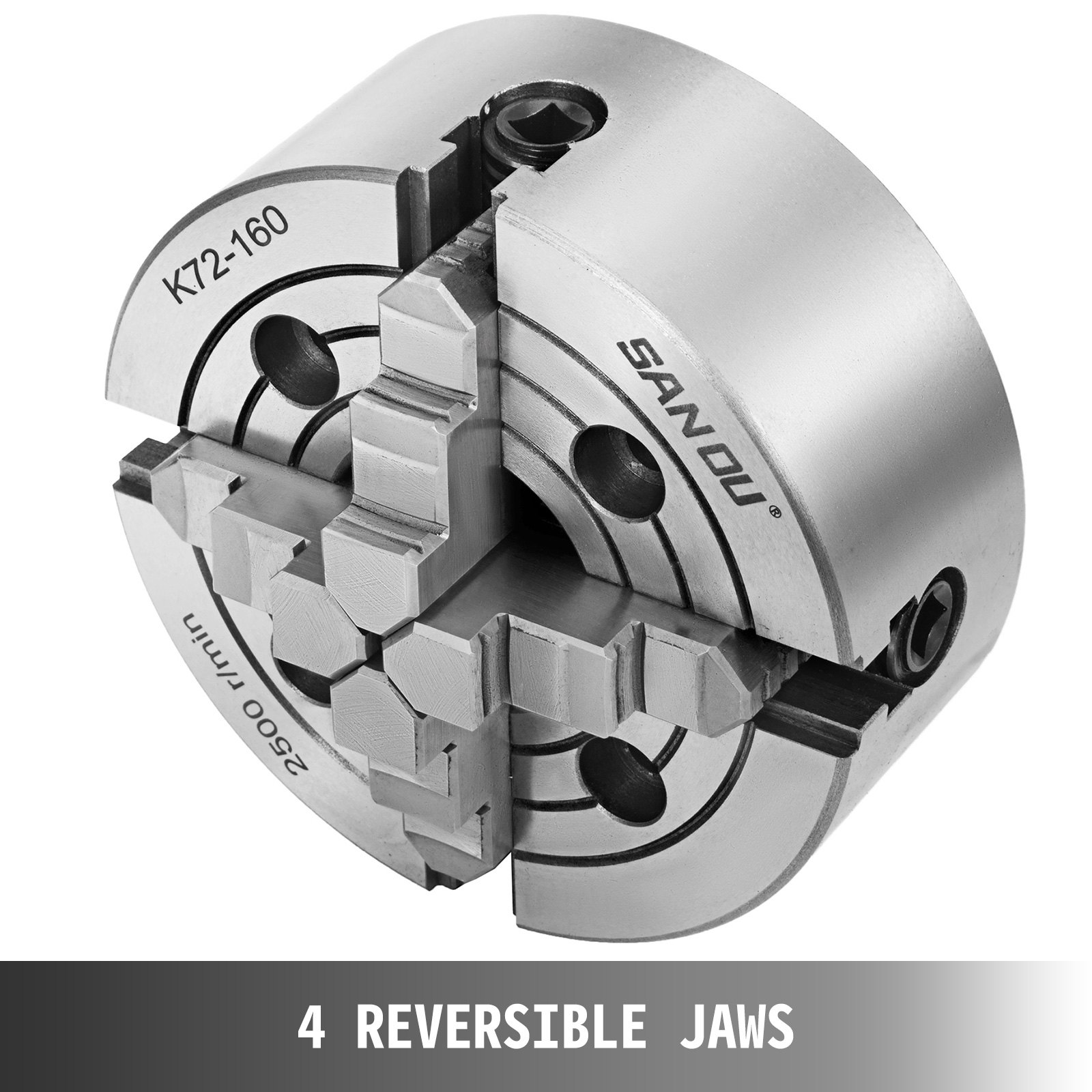 VEVOR K72160 Lathe Chuck, 6" 4Jaw, Independent Reversible Jaw, Metal
