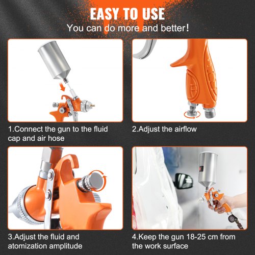 VEVOR Auto Paint Air Spray Gun Kit Gravity Feed Car Primer 1.0/1.4/1.8