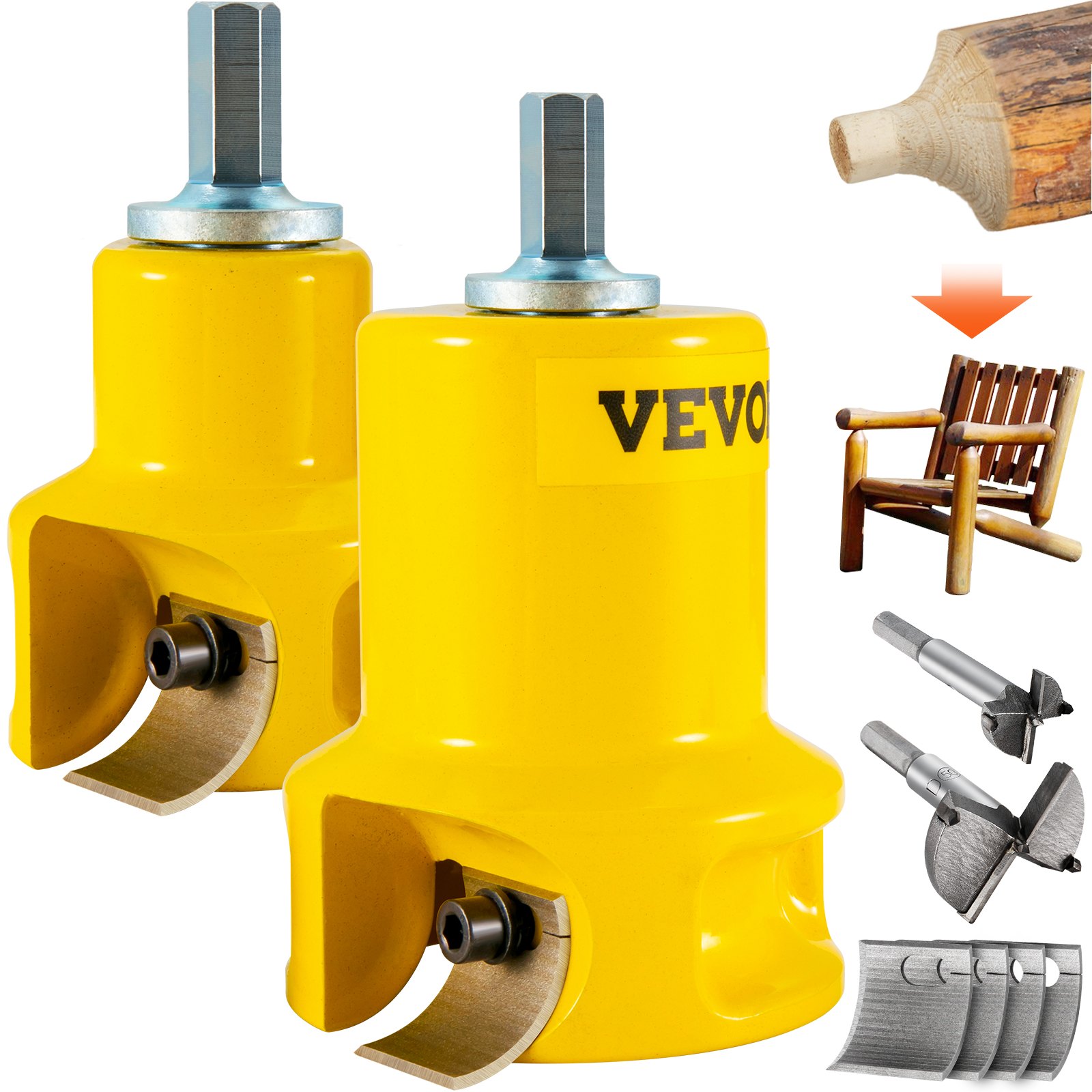 VEVOR Tenon Cutter, 1"/25.4mm & 2"/50.8mm Diameter, with Dual Curved