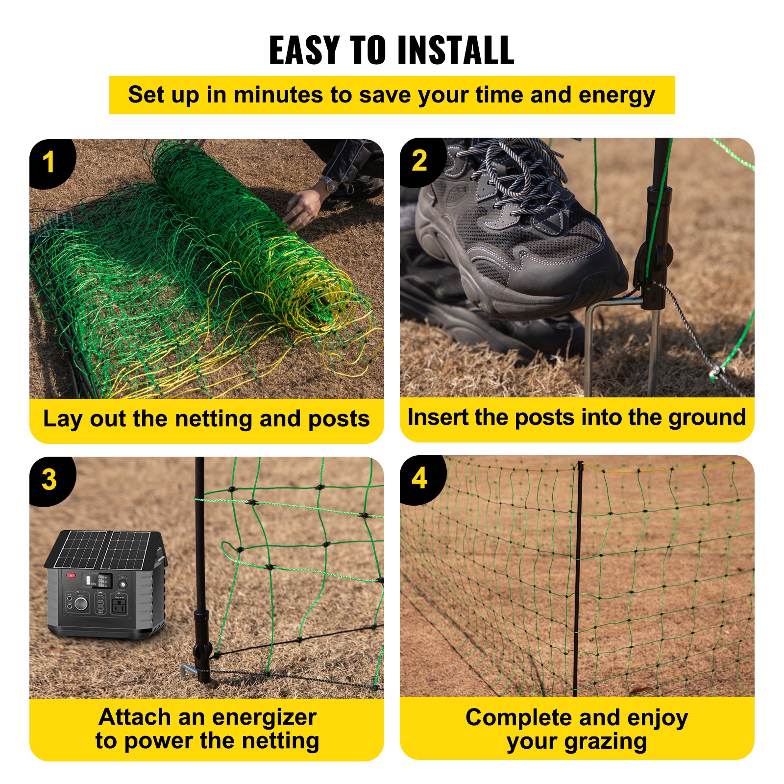 VEVOR Electric Fence Netting, 49.6" H x 164