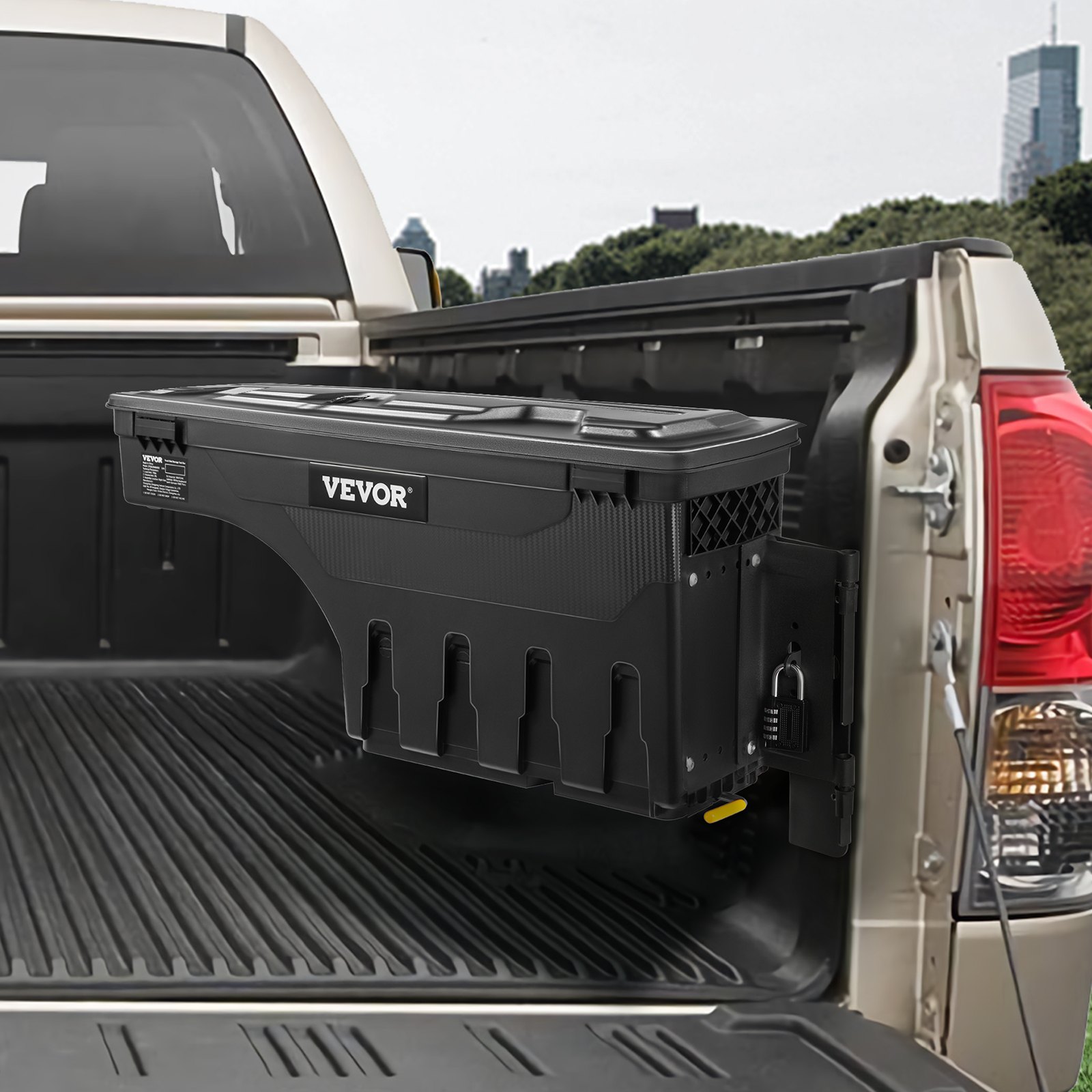 VEVOR Truck Bed Storage Box, Lockable Lid, Waterproof ABS Wheel Well Tool Box 6.6 Gal/20 L with