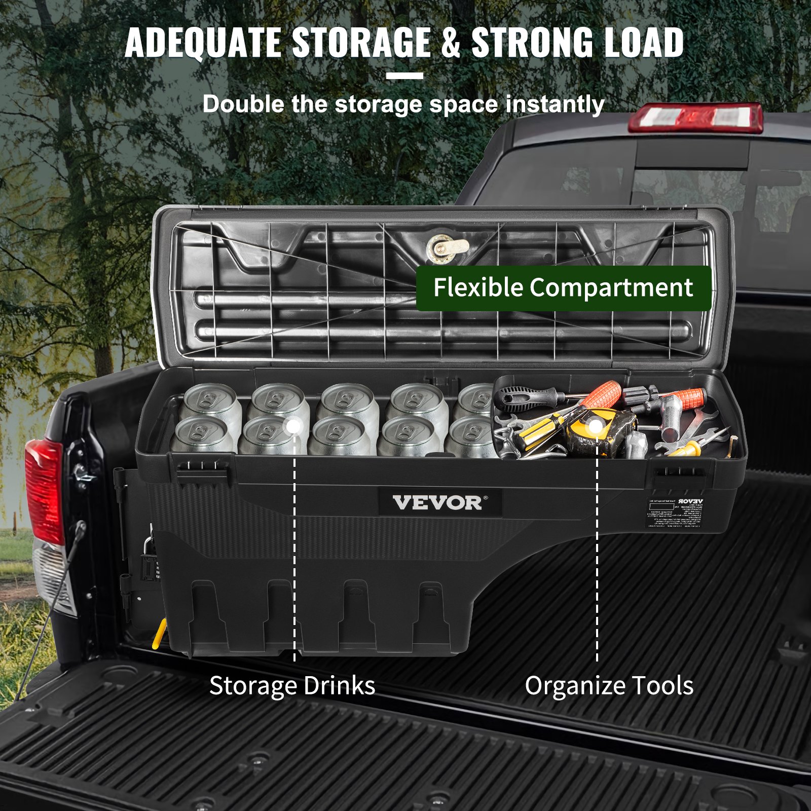 VEVOR Truck Bed Storage Box Lockable Pivot for Tundra 20072021 Driver