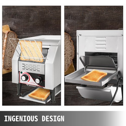 VEVOR 150 Slices/H Commercial Toaster Conveyor, 1340W Heavy Duty