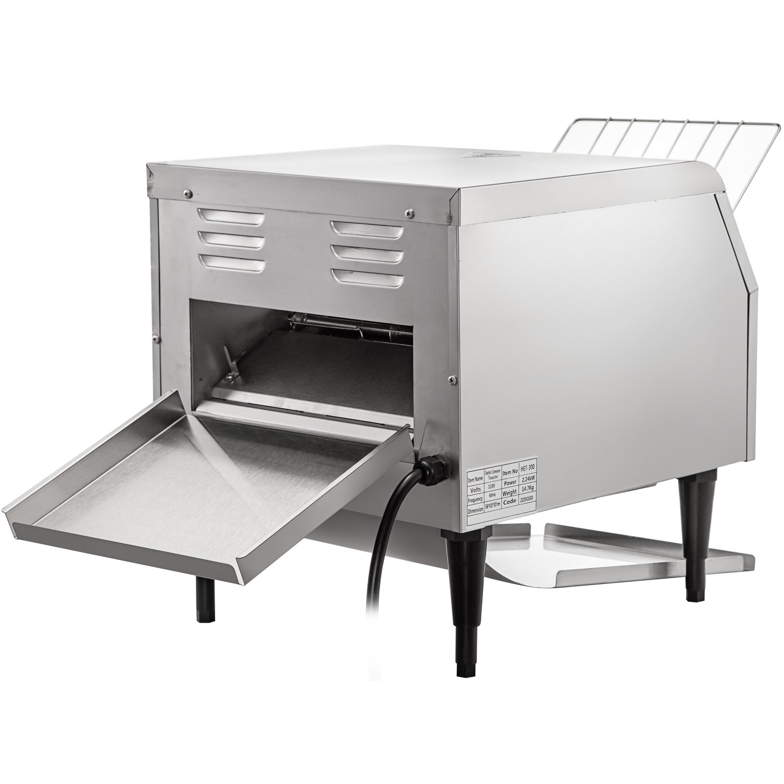 VEVOR 300 slices/h Commercial Toaster Conveyor , Heavy Duty Stainless