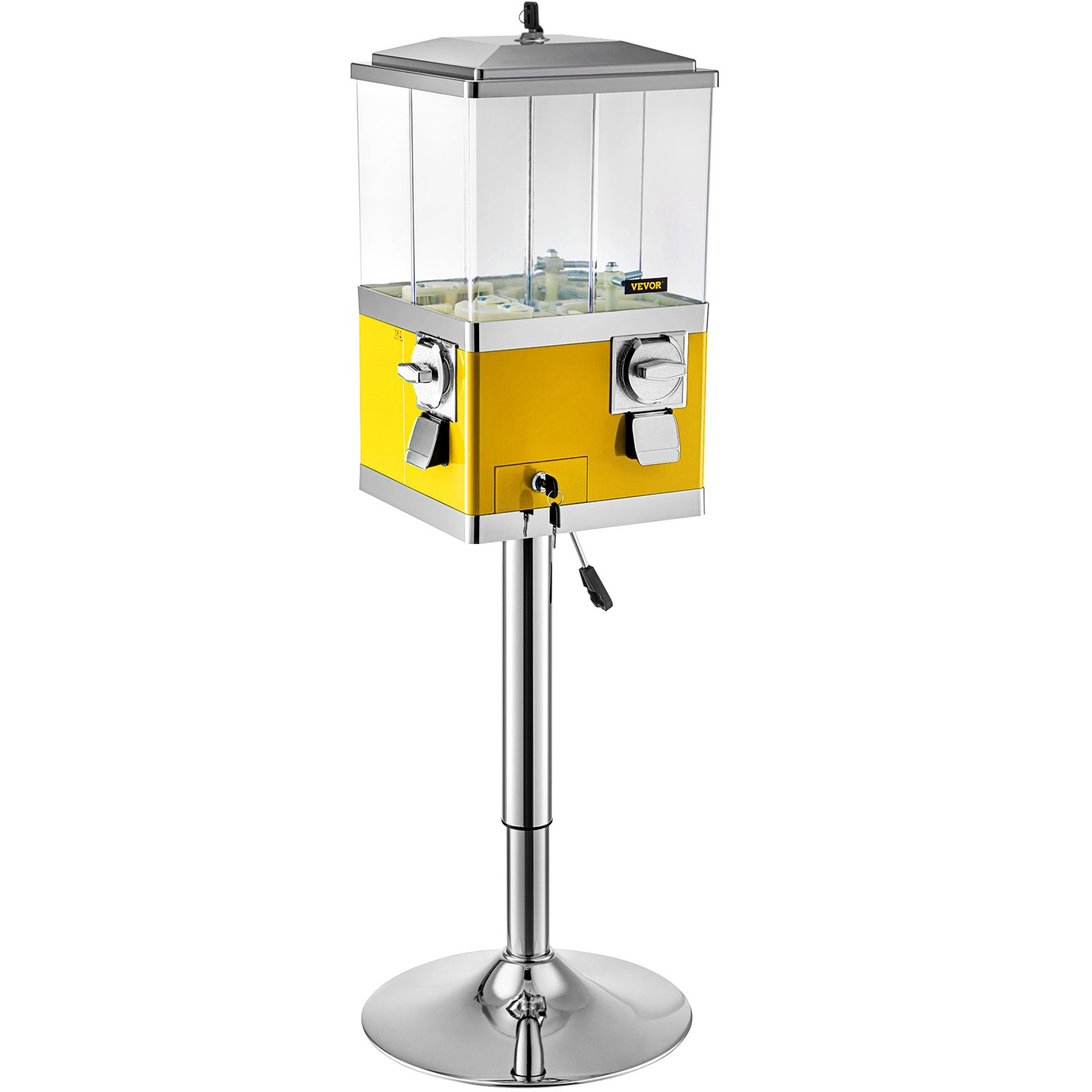 VEVOR Gumball Machine with Stand, Yellow Quarter Candy Dispenser