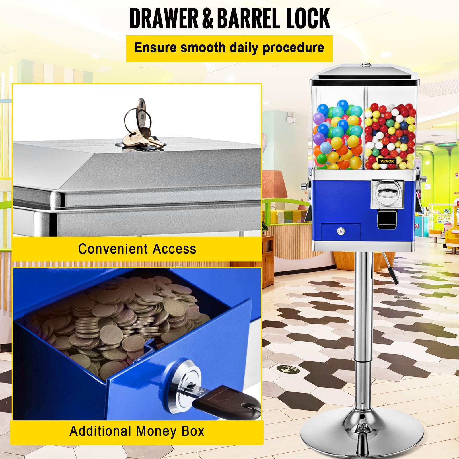 VEVOR Vending Machine with Stand, Blue Quarter Candy Dispenser