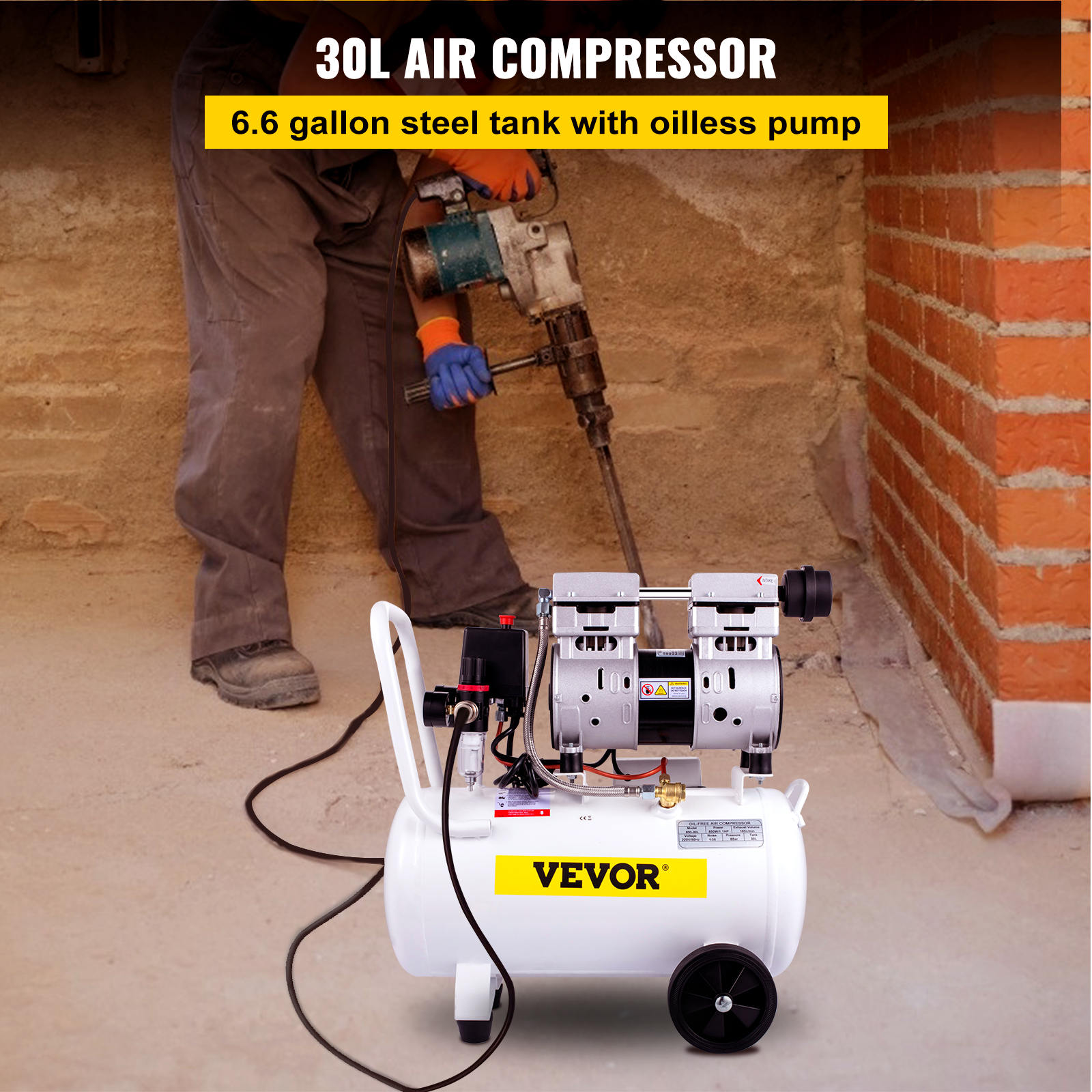 VEVOR Vevor 30 Litre Direct Drive Air Compressor - 5.9cfm, 1.1hp, 850w ...