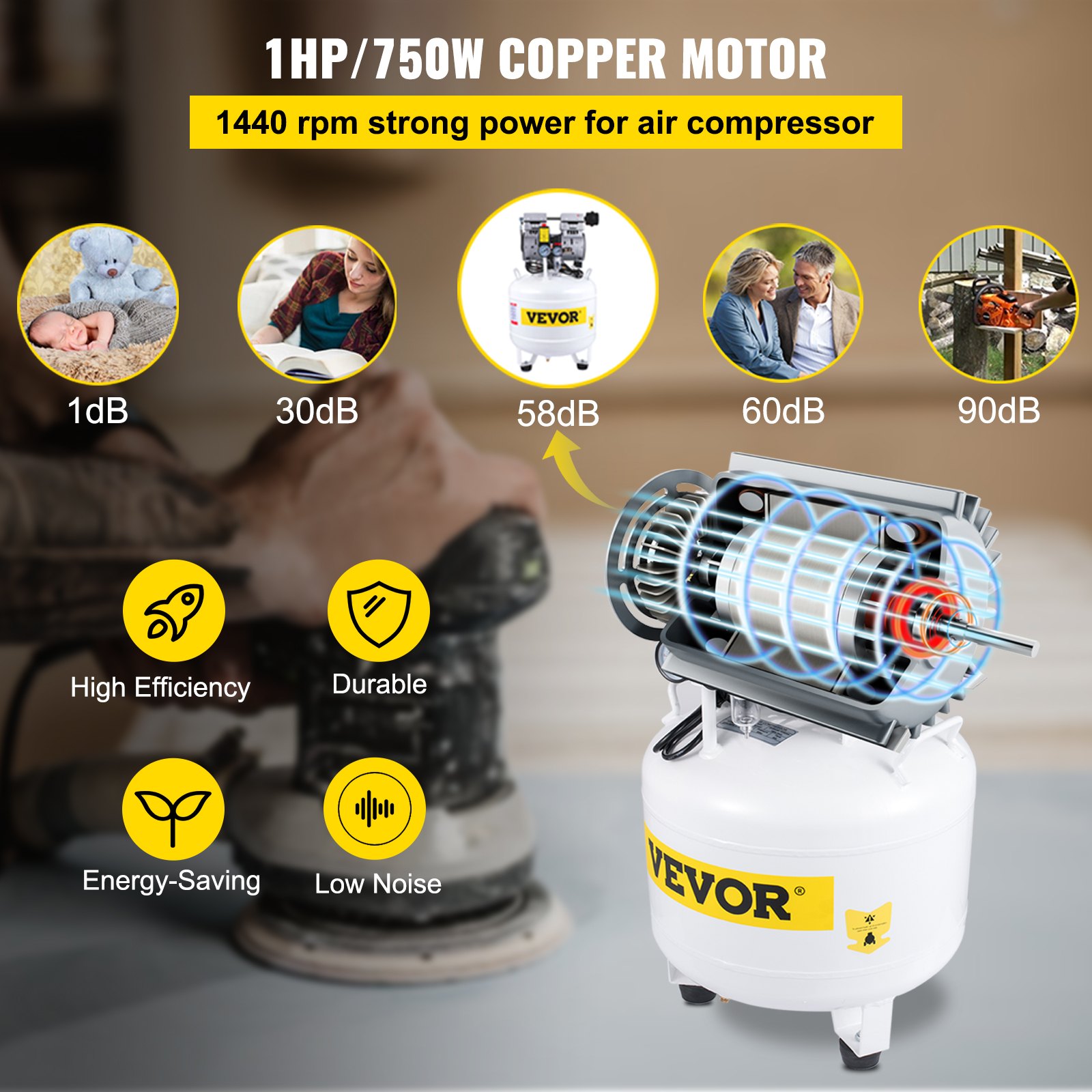 VEVOR VEVOR Pancake Air Compressor, 40L/8.8 Gallon Vertical Air
