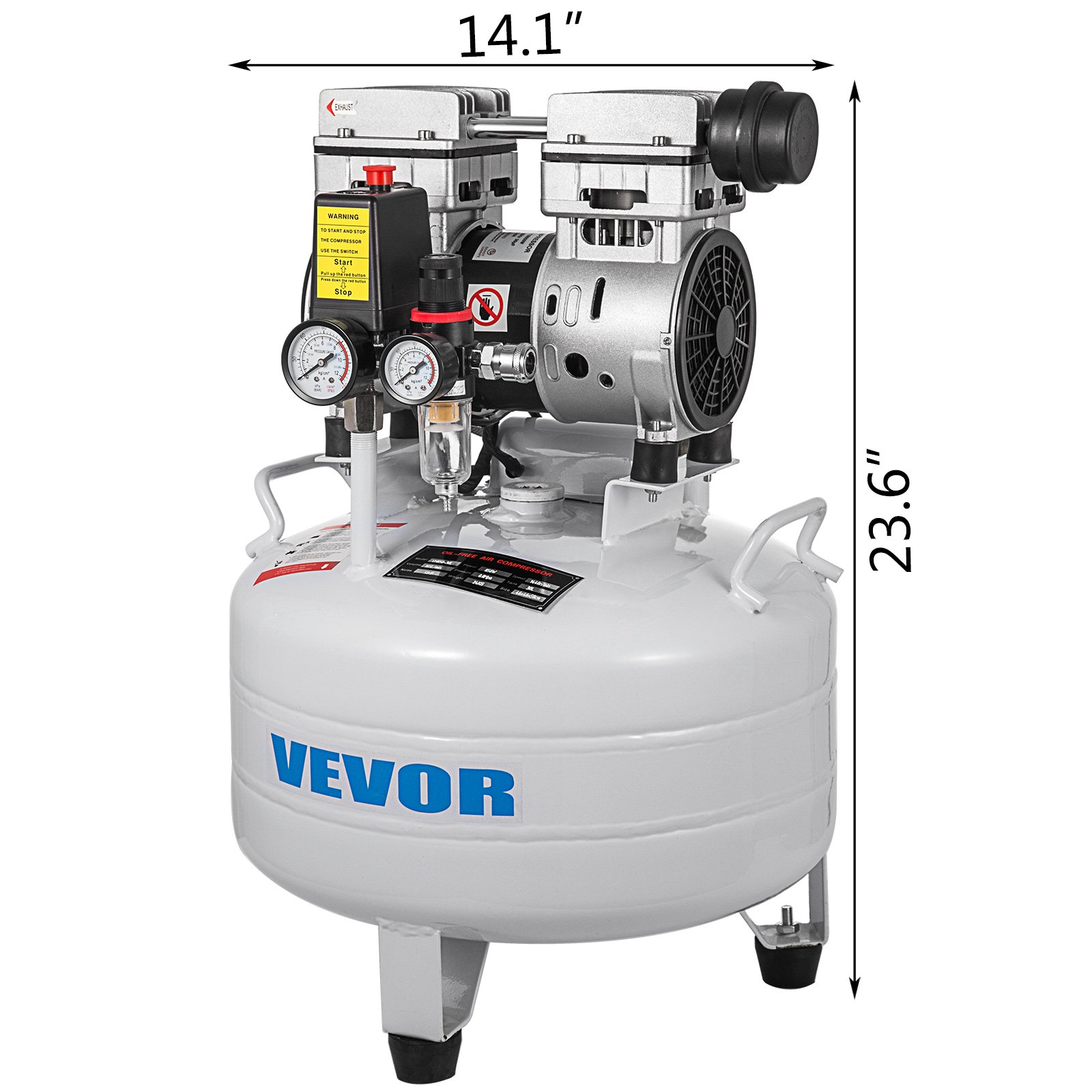 VEVOR Air Compressor 30l 850w Oil Compressor Low Noise Silent 48db ...