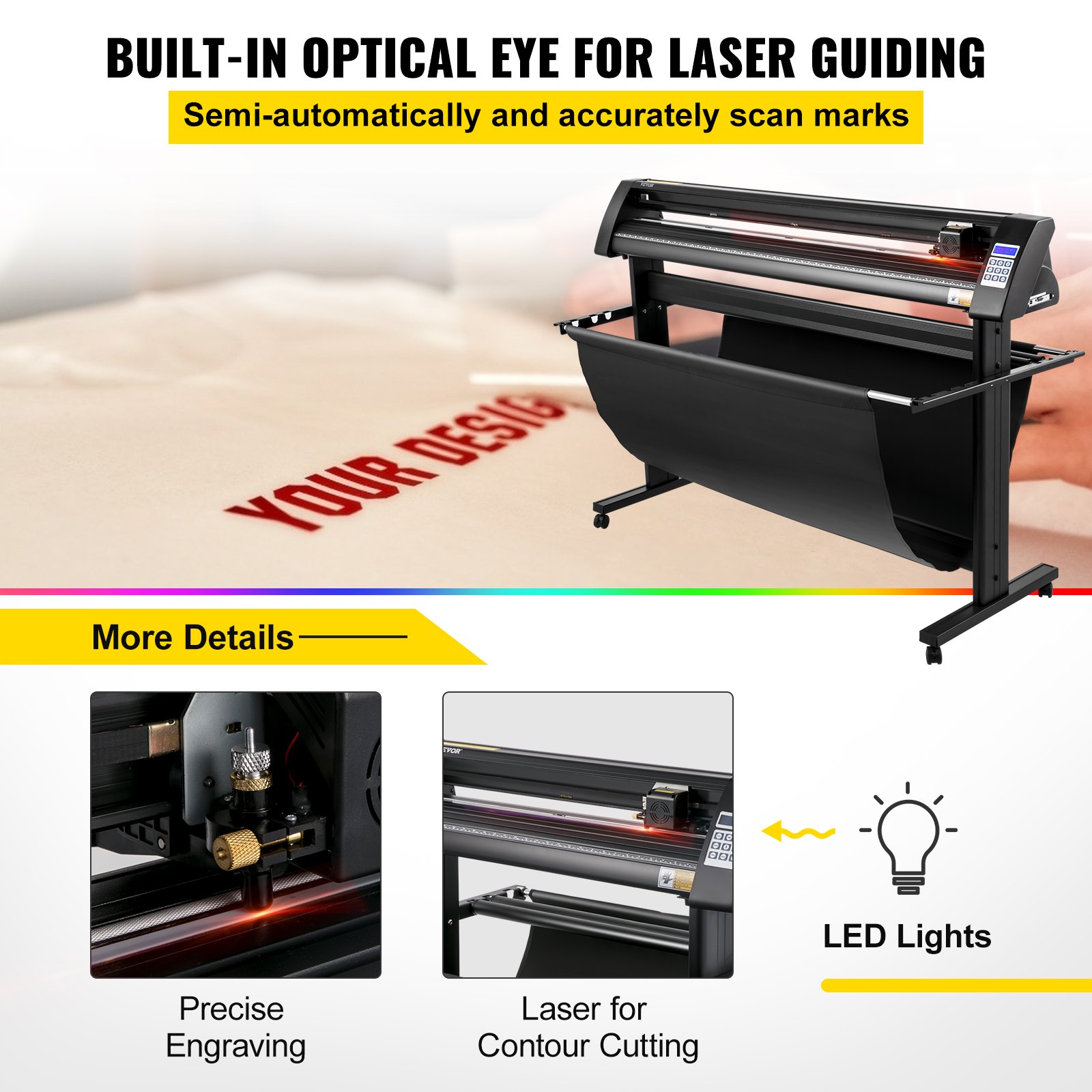 VEVOR VEVOR Vinyl Cutter 1350mm Vinyl Plotter LED Guide Light SignCut