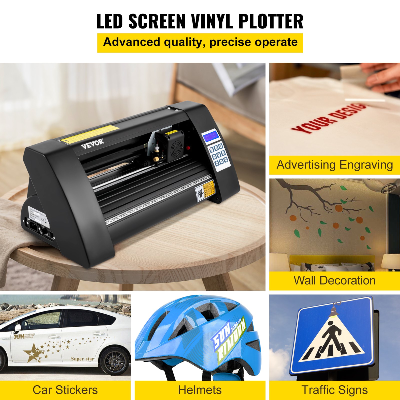 VEVOR VEVOR Vinyl Cutter, 375mm Vinyl Plotter, LED Screen Plotter