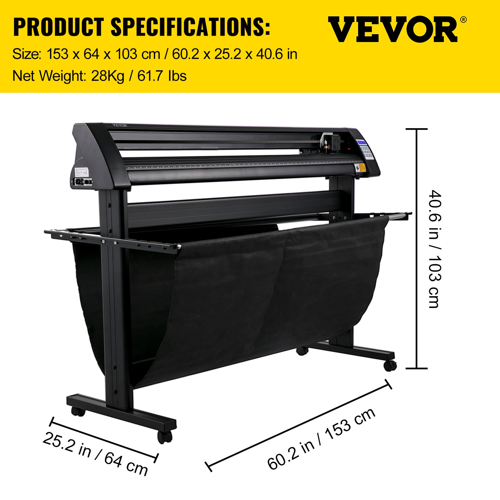 VEVOR VEVOR Vinyl Cutter 1350mm Vinyl Plotter LED Guide Light