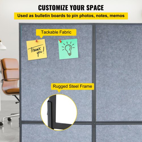 VEVOR Acoustic Room Divider 72" x 66" Office Partition Panel 3 Pack