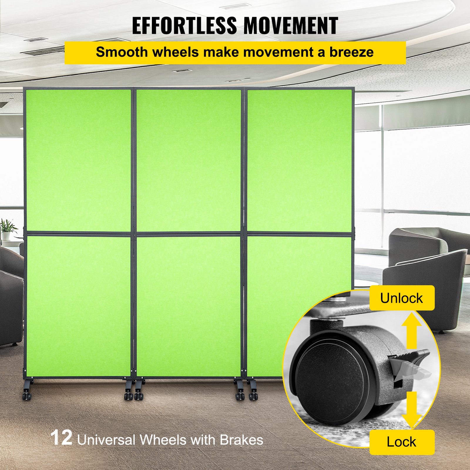 VEVOR Acoustic Room Divider 72" x 66" Office Partition Panel 3 Pack