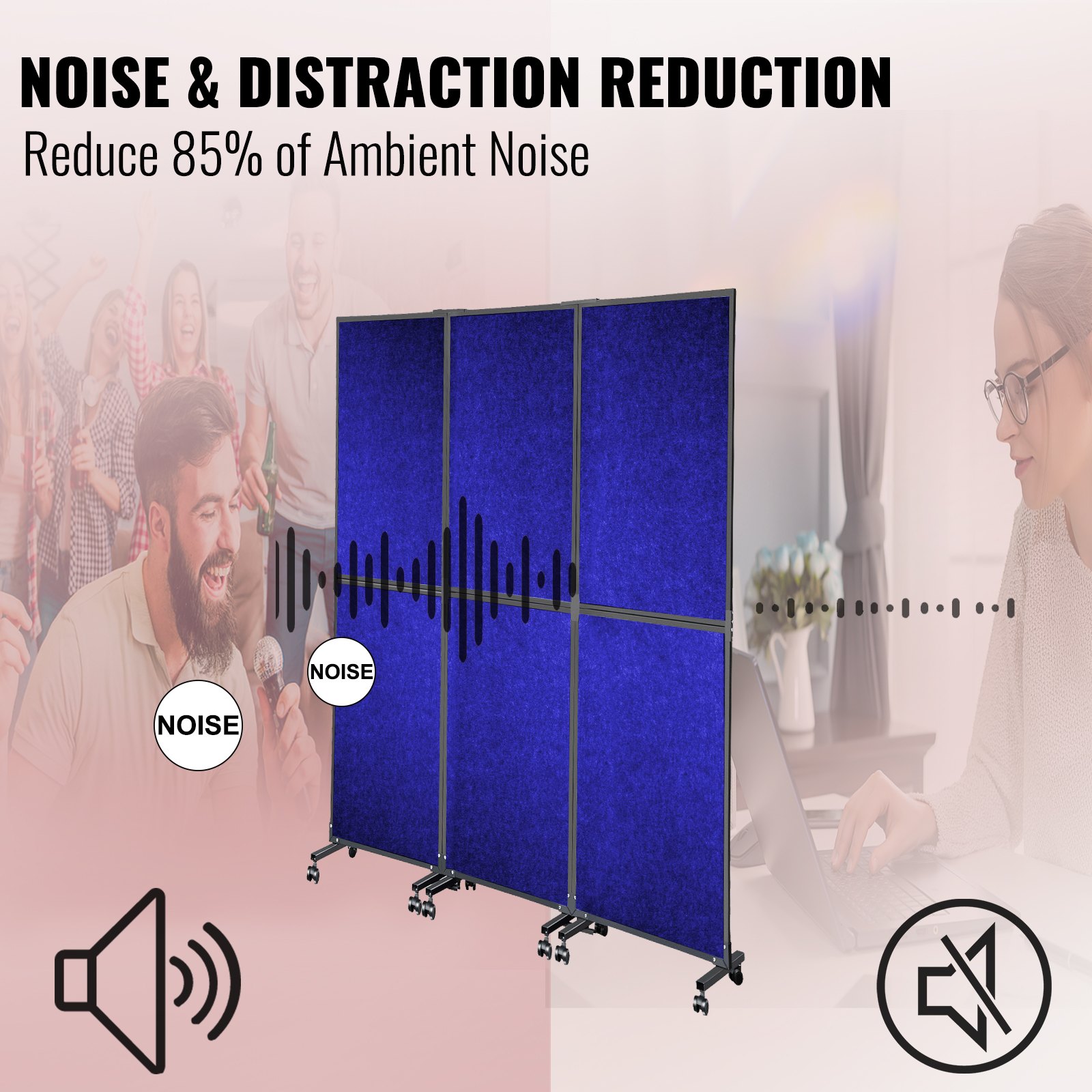 Vevor Acoustic Room Divider Office Partition Panel 72" X 66" 3 Pack In