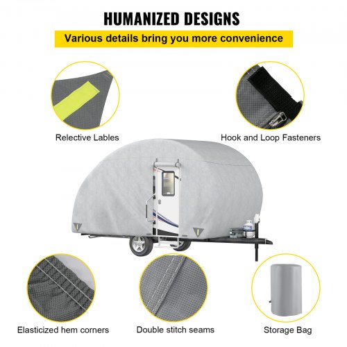 VEVOR Teardrop Trailer Cover Teardrop Camper Cover Fit for 1012 ft