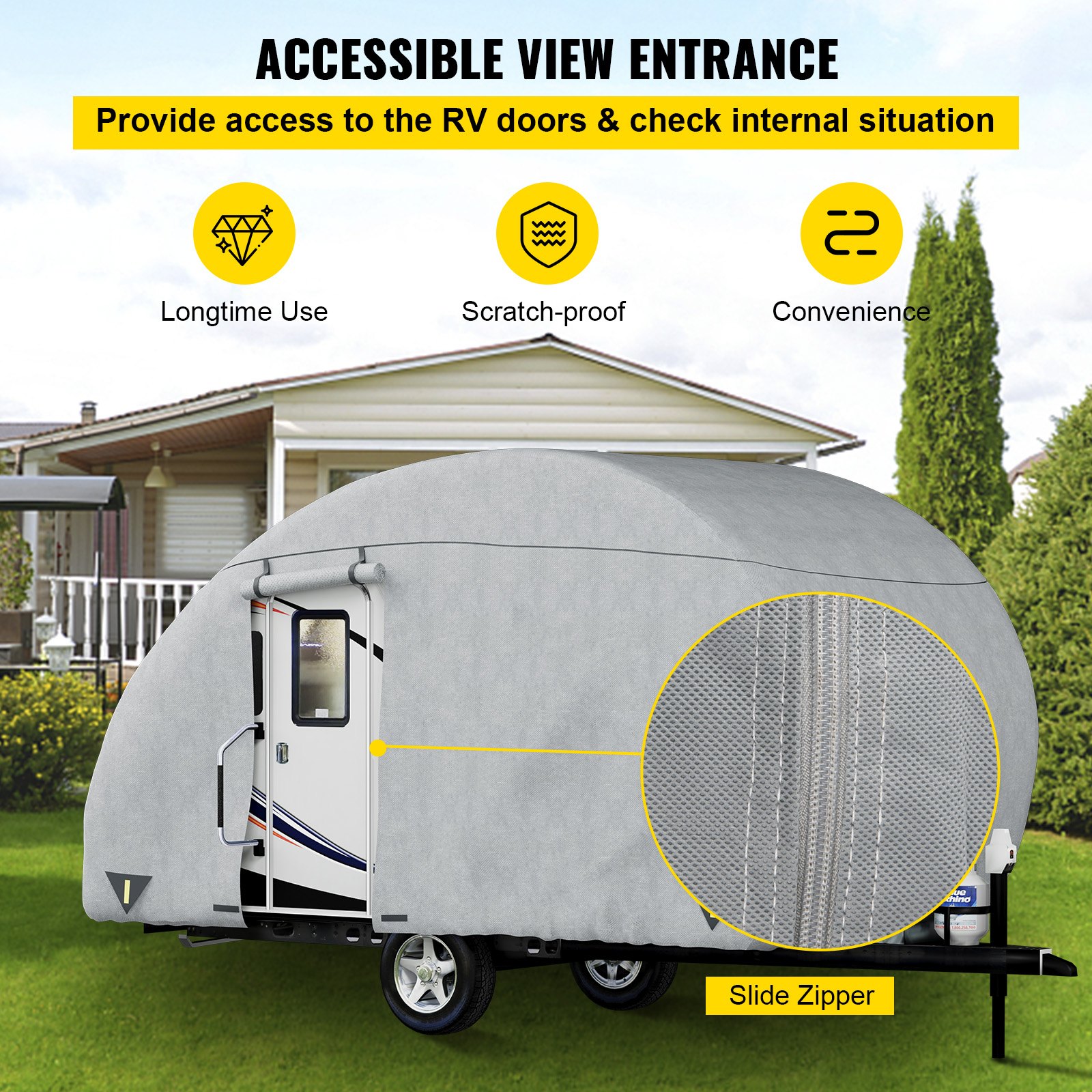 VEVOR Teardrop Trailer Cover, Fit for 16' 18' Trailers, Upgraded Non