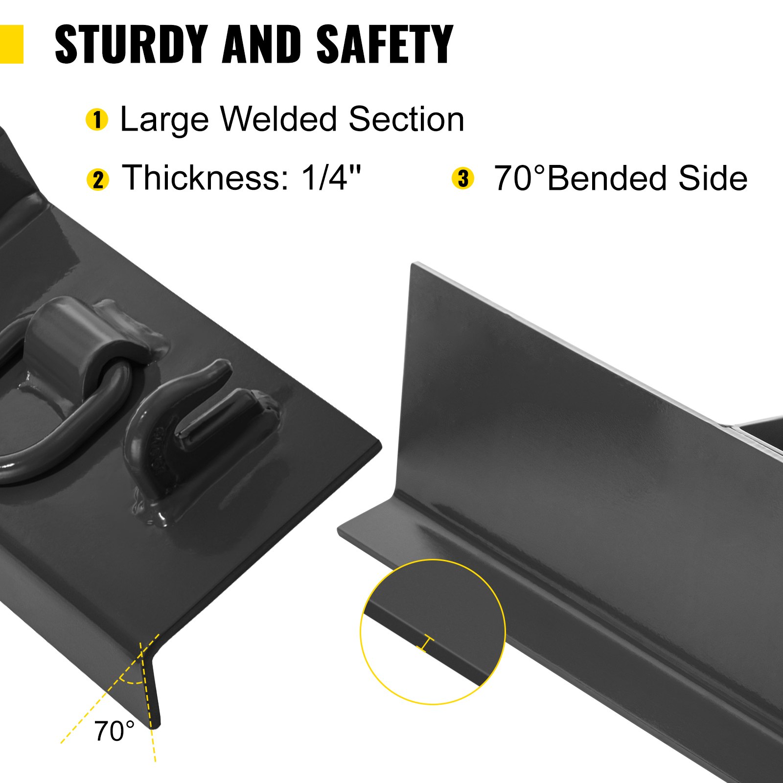 VEVOR Tractor Weld on Hooks, 1/4" Compact Weld on Grab Hooks, 4700LBS