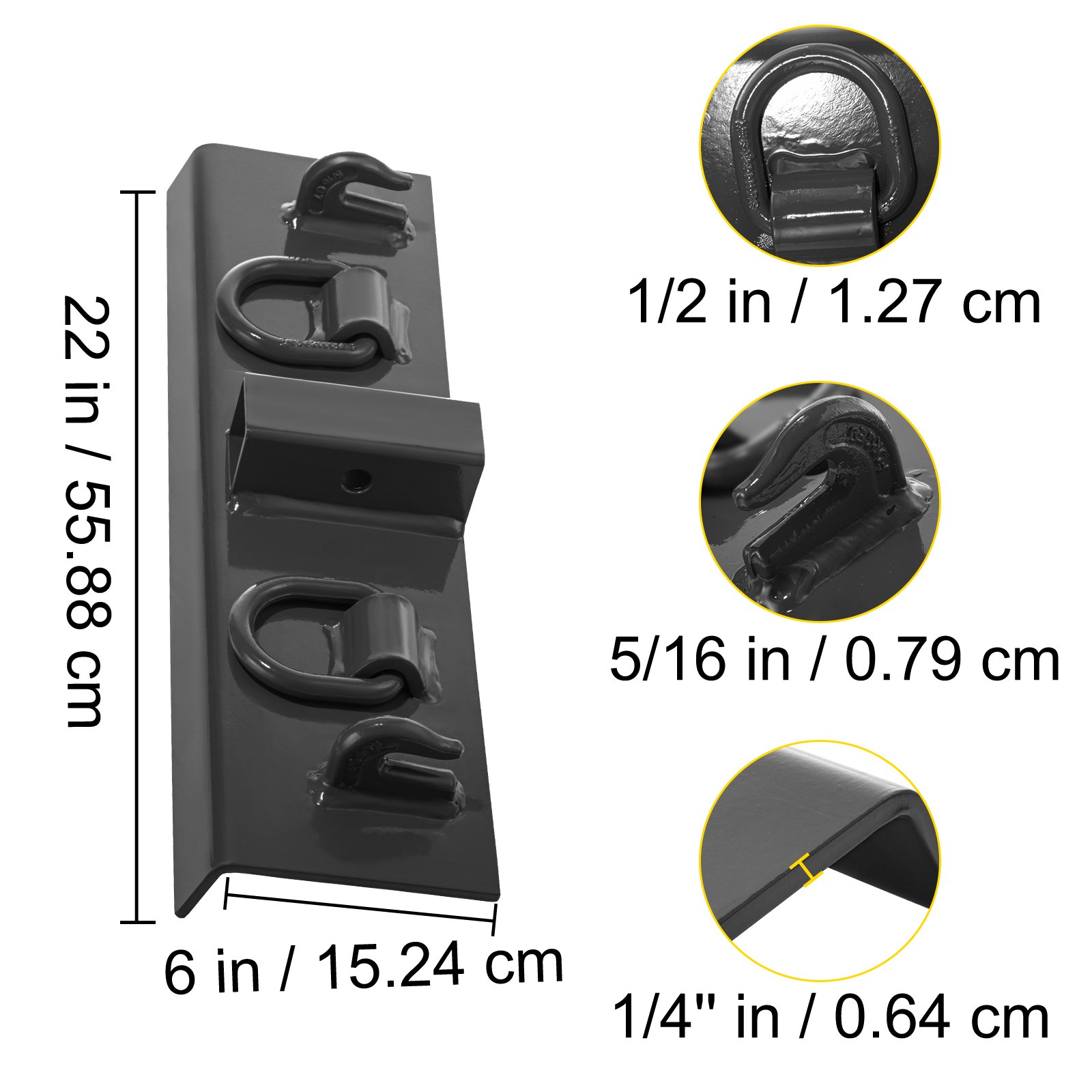 VEVOR Tractor Weld on Hooks, 1/4" Compact Weld on Grab Hooks, 4700LBS