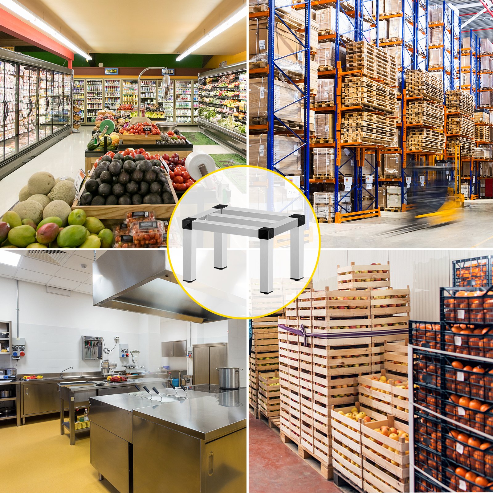 VEVOR Aluminum Dunnage Rack, 24'' x 14'' Commercial Floor Food Shelf, 8