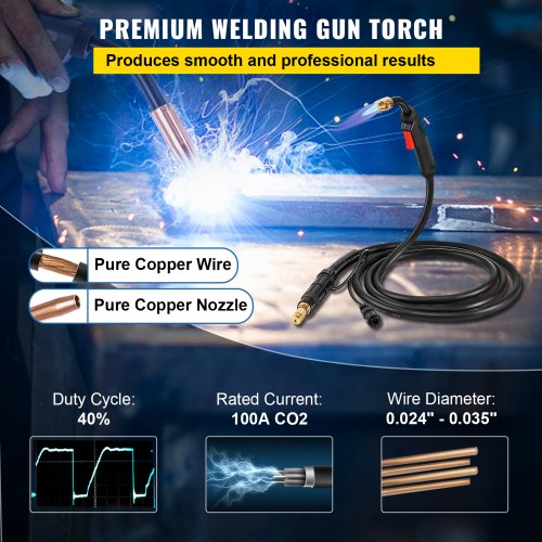 VEVOR 100Amp 10Ft Mig Welding Gun fit for Lincoln Welding Torch Stinger ...