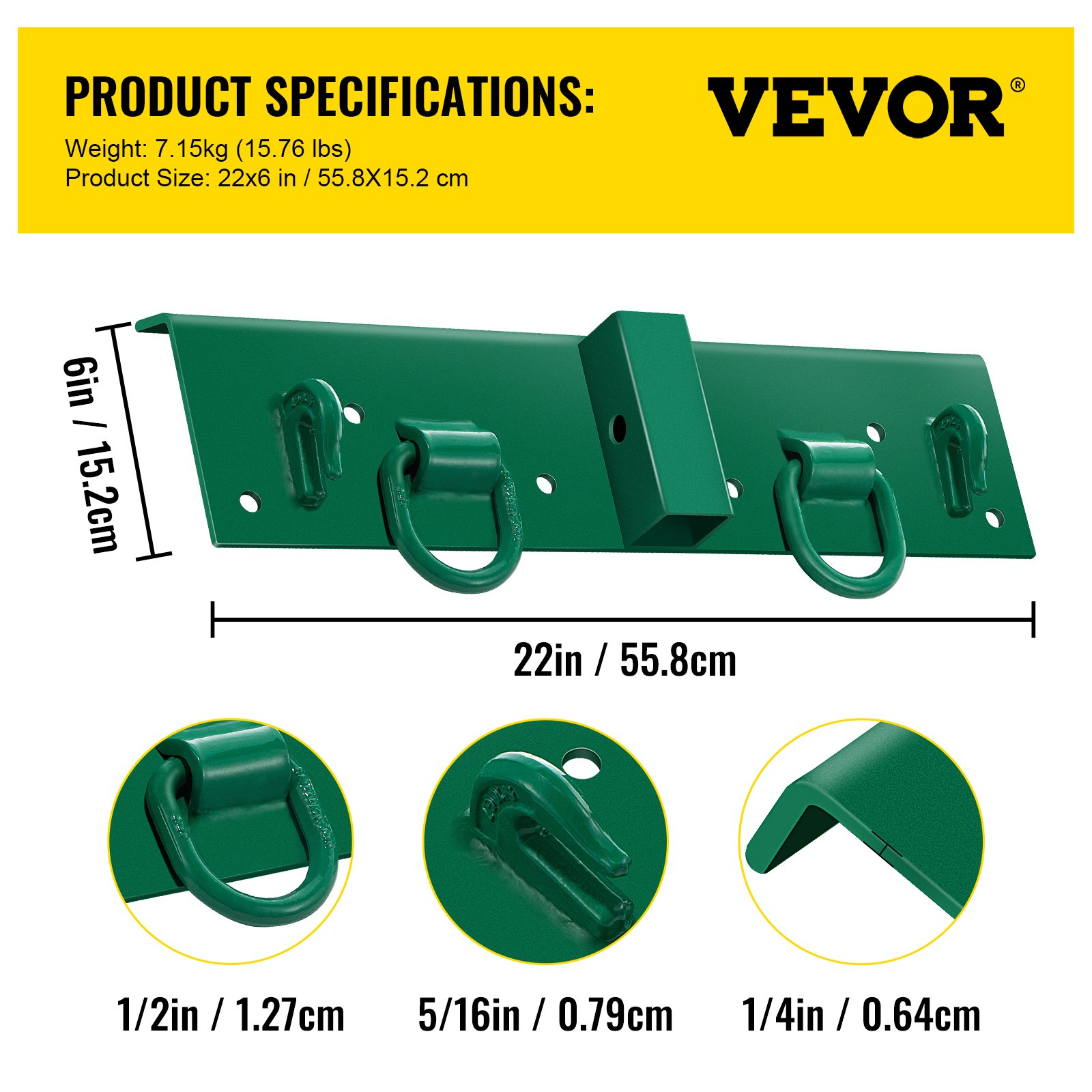 VEVOR Tractor Bolt on Hooks Compact Bolt on Grab Hook 1/4'' Thick D