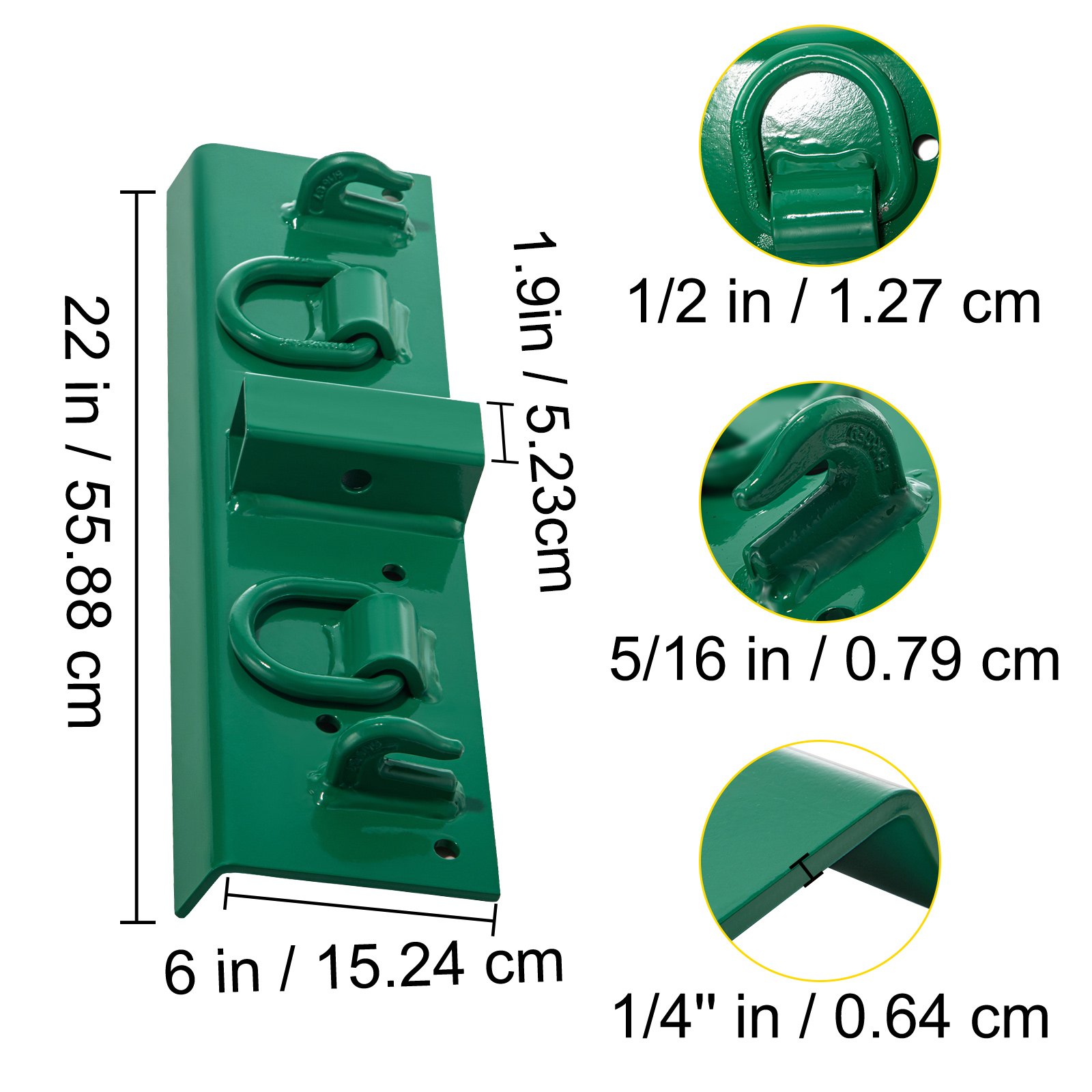 VEVOR Tractor Bolt on Hooks, 1/4" Compact Bolt on Grab Hooks, Max