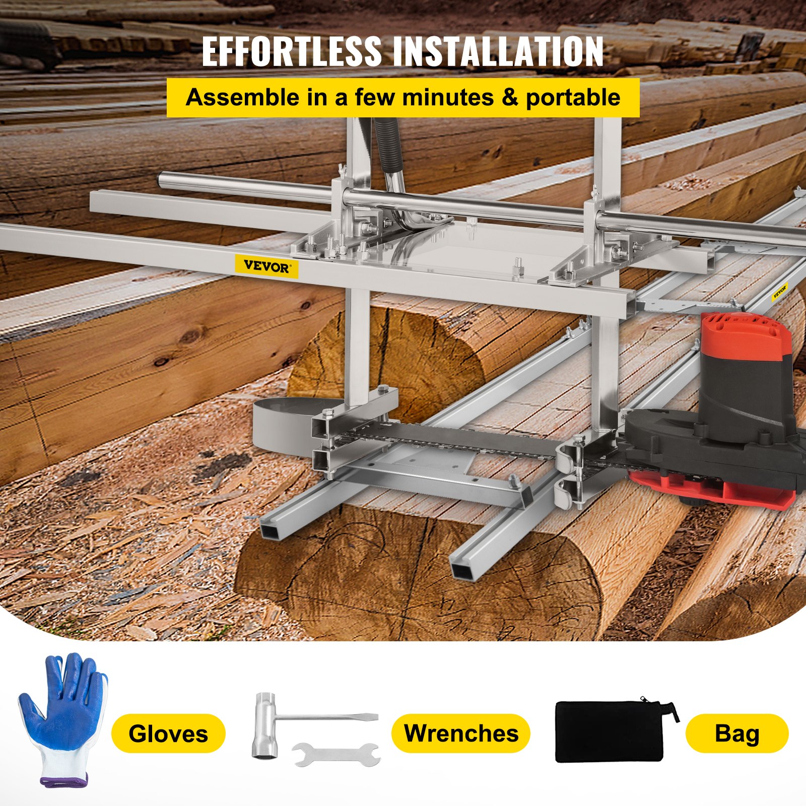 VEVOR Chainsaw Mill 36" Inch Planking Milling Bar 14" to 36" w/Rail