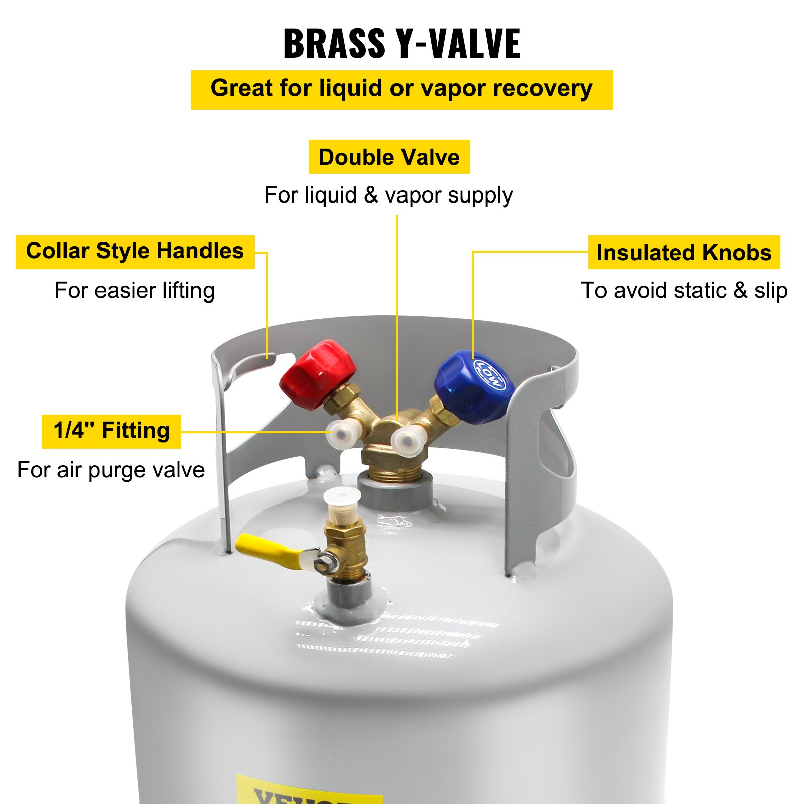 VEVOR Refrigerant Recovery Tank, 50 LBS Capacity, 400 psi Portable