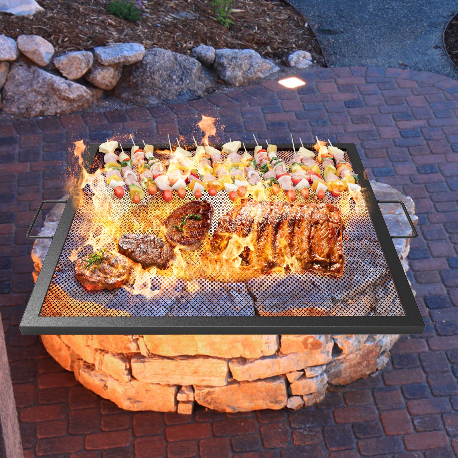 VEVOR Square Fire Pit Grate, 40 x 40 inch Fire Pit Grill Grate, XMarks