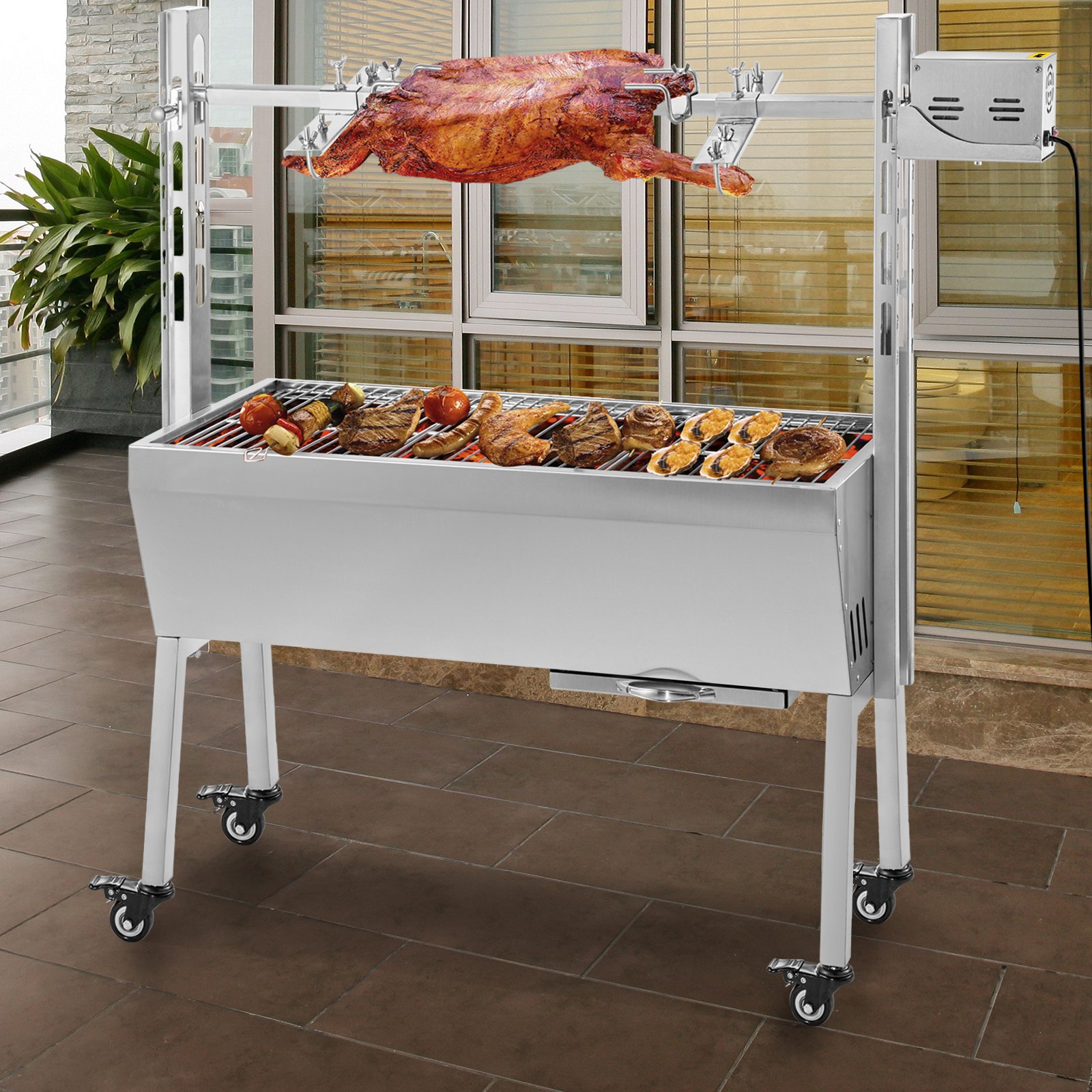 VEVOR 88 LBS Rotisserie Grill Roaster,25W BBQ Small Pig Lamb Rotisserie