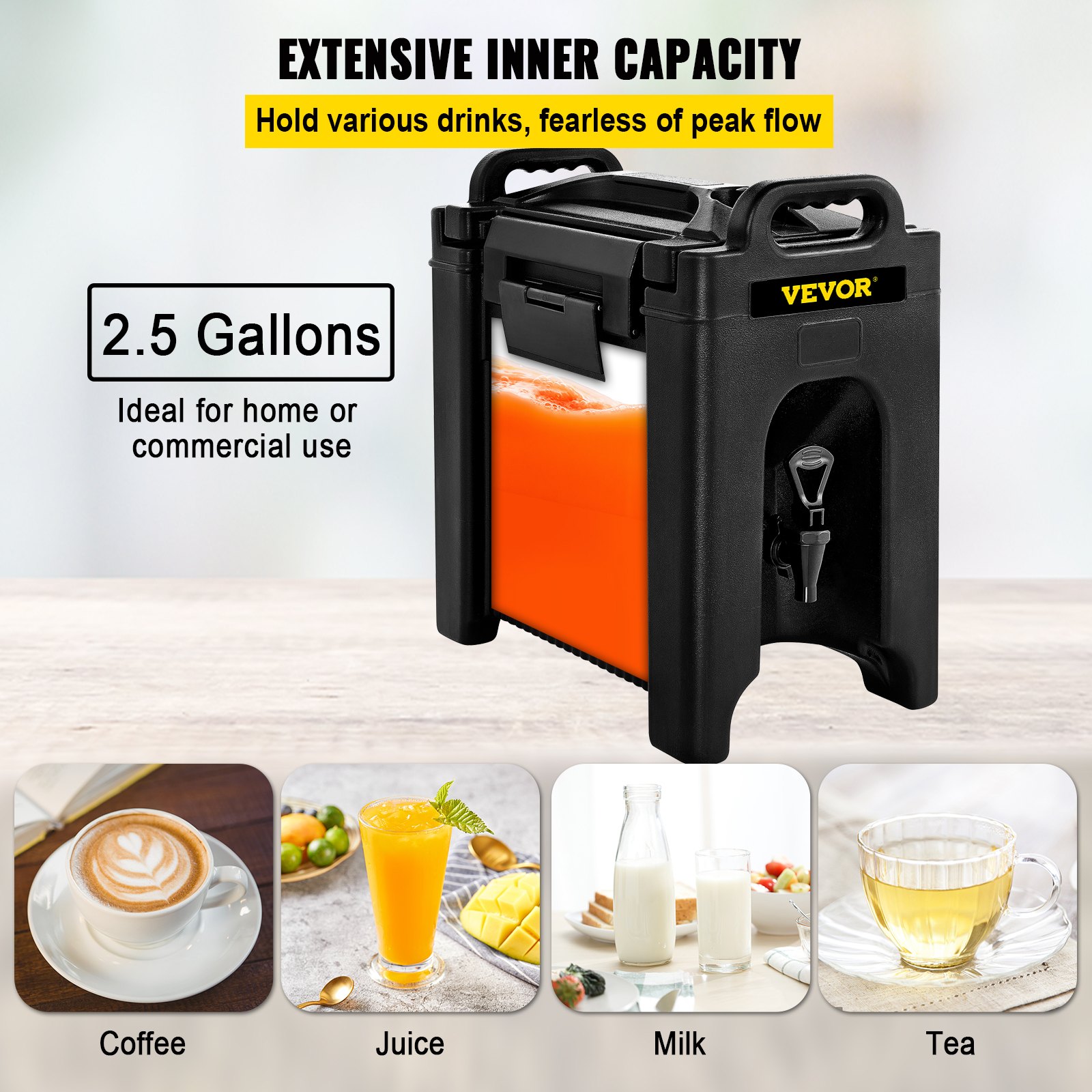 VEVOR VEVOR 2.5 Gal Insulated Beverage Dispenser Hot Cold Drink Dispenser NSF Approved VEVOR AU