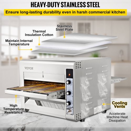 Vevor Electric Conveyor Pizza Oven Countertop Conveyor Pizza Maker For 14 Pizza Vevor Us 4326