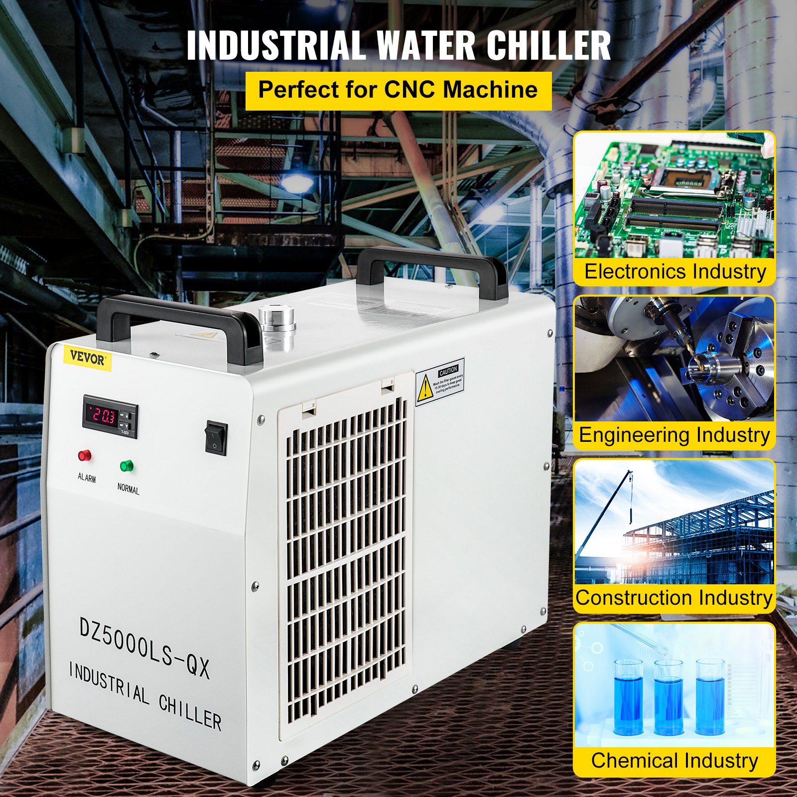 VEVOR Industrial Chiller, 110V CW5000 Industrial Water Chiller, 800W