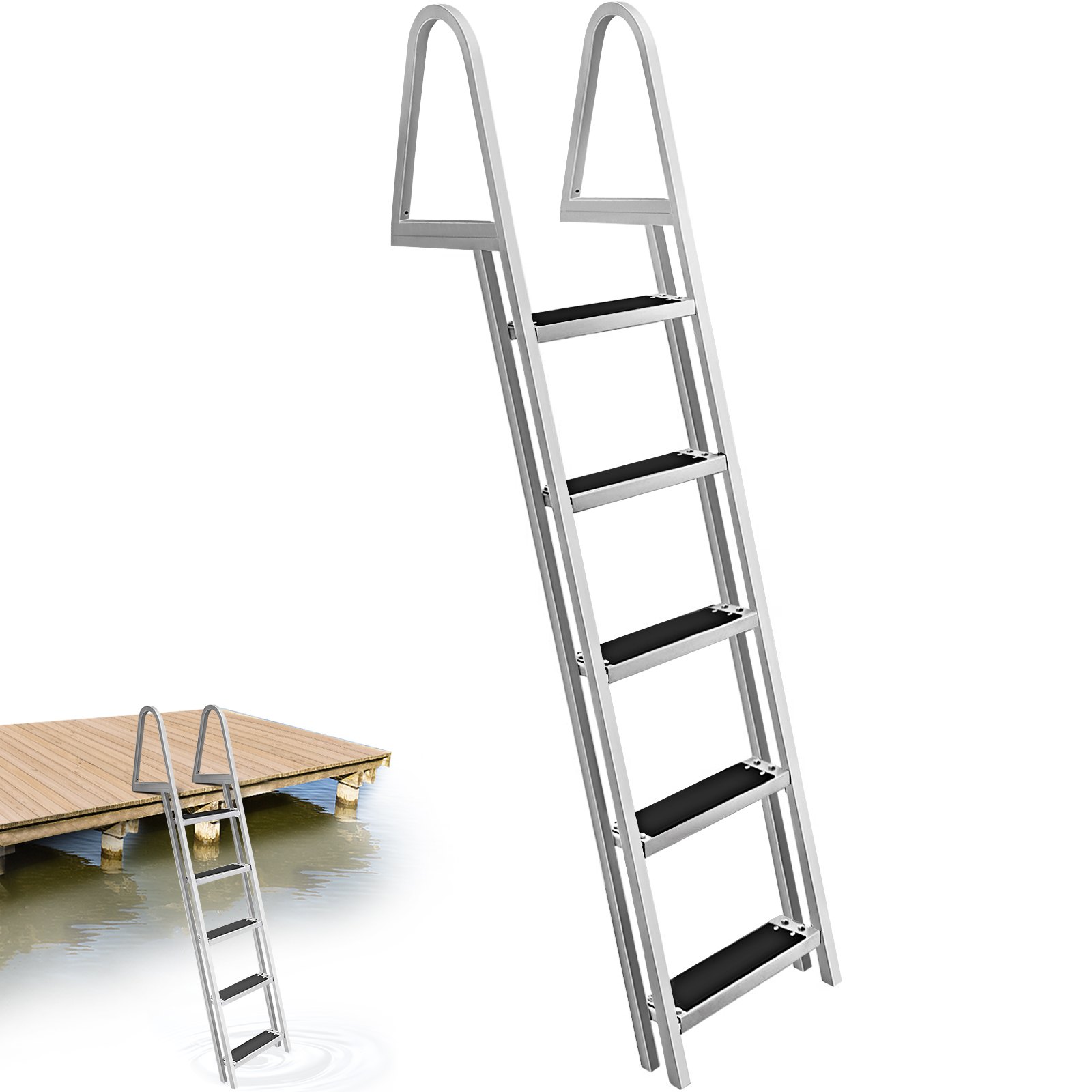 Vevor Removable Dock Ladder With Rubber Mat Pontoon Boat Ladder With Mounting Hardware Swim 4952