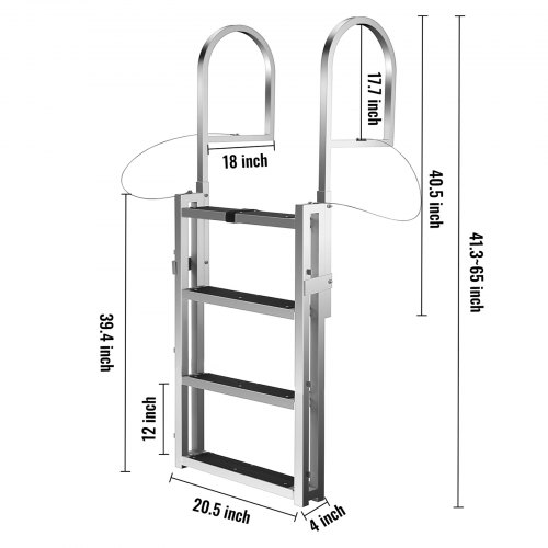 échelle Bateau VEVOR Échelle De Quai Amovible à 5 Marches, Capacité De Charge De 226,8 Kg, échelle De Bateau Ponton En Aluminium Avec Tapis En Caoutchouc Antidérapant, Escabeau De Natation Pour Marche