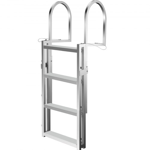 VEVOR Retractable Dock Ladder with Rubber Mat, Pontoon Boat Ladder 41 ...