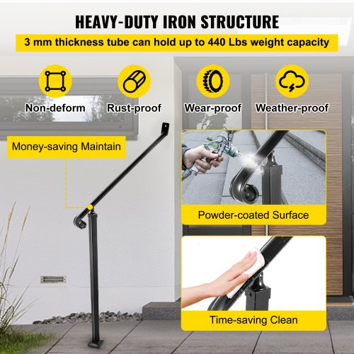 Handrail Railings Wrought Iron for Steps 2 Steps Iron Handrails for ...