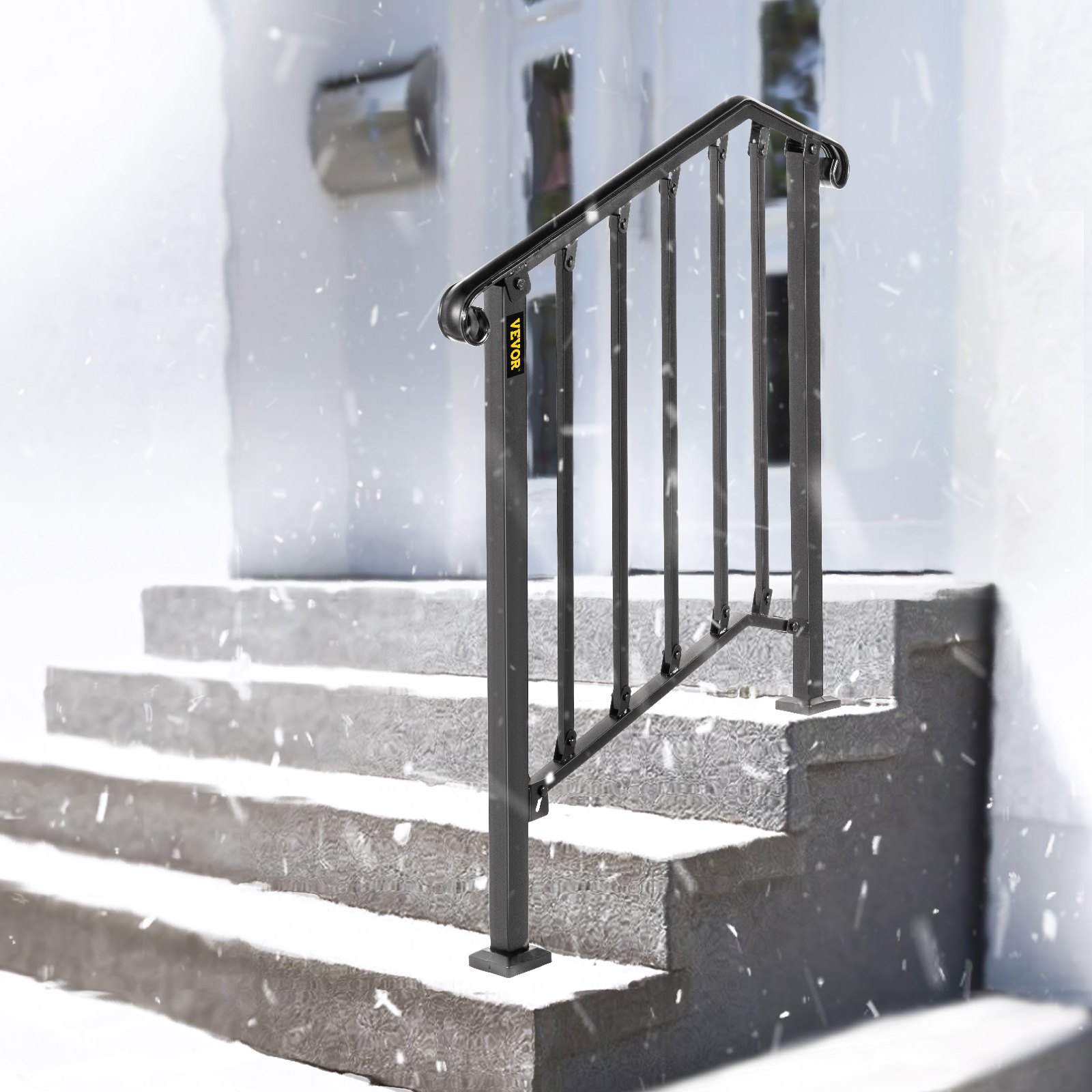 VEVOR VEVOR Iron Step Handrail Outdoor Stairs 2 Or 3 Steps Adjustable ...