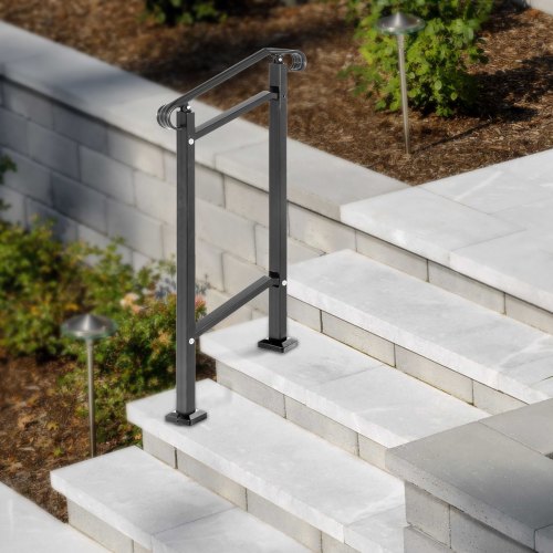 VEVOR Outdoor Stair Railing, Fit 1 or 2 Steps Wrought Iron Handrail ...