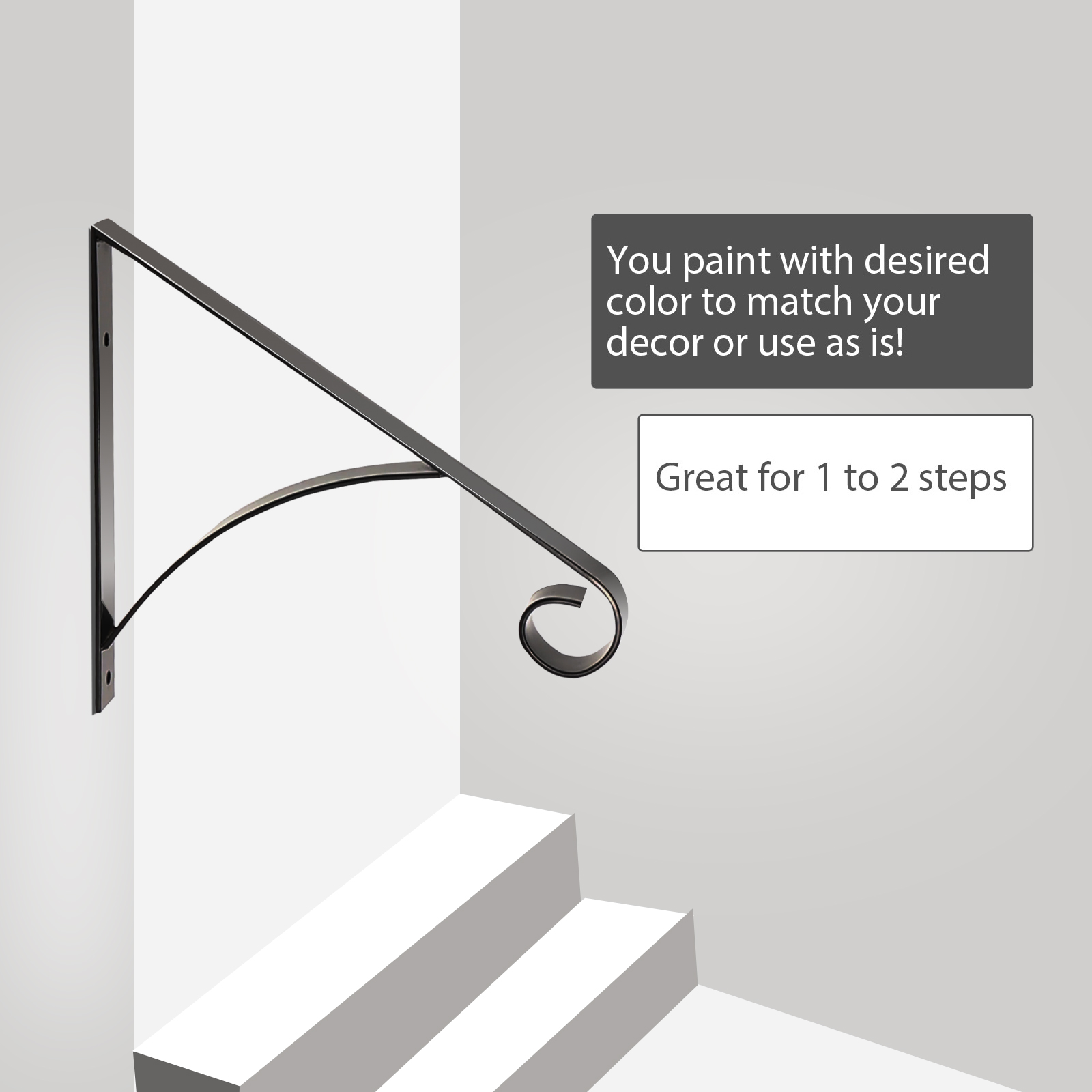 VEVOR Wrought Iron Handrail for 1/2 Step 61.7lbs Steel Railing Stair