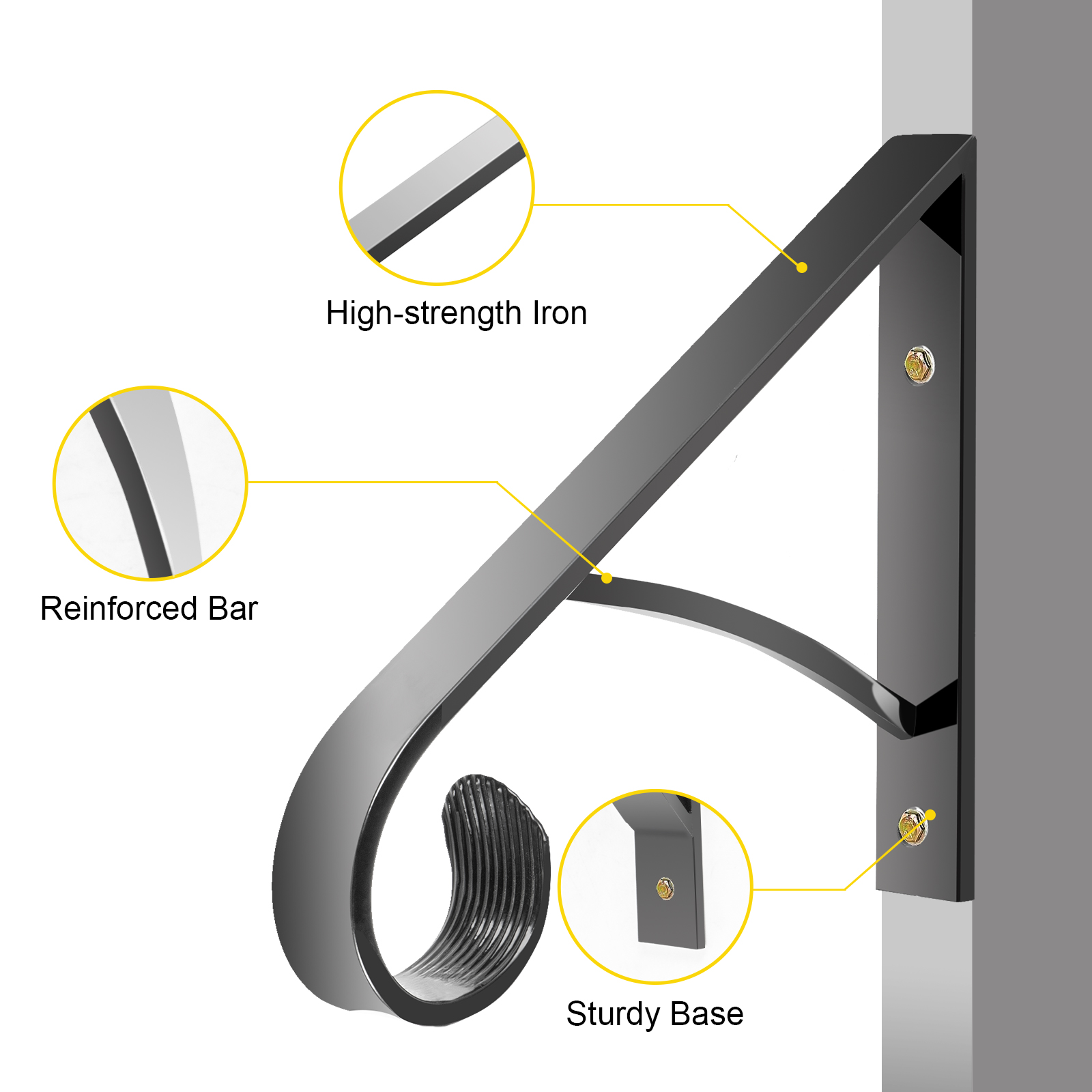 VEVOR Wrought Iron Handrail for 1/2 Step 61.7lbs Steel Railing Stair ...
