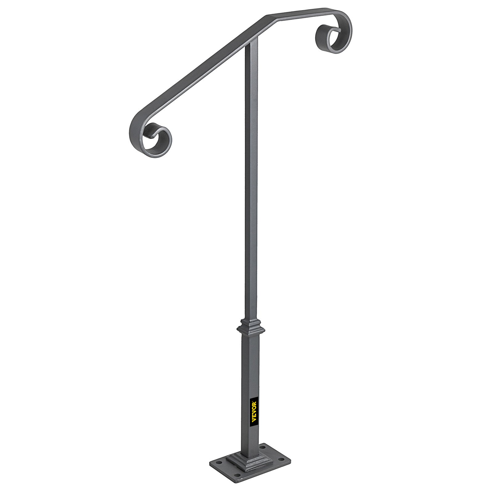 VEVOR Single Post Handrail Handrail Wrought Iron Fits 1 or 2 Steps ...