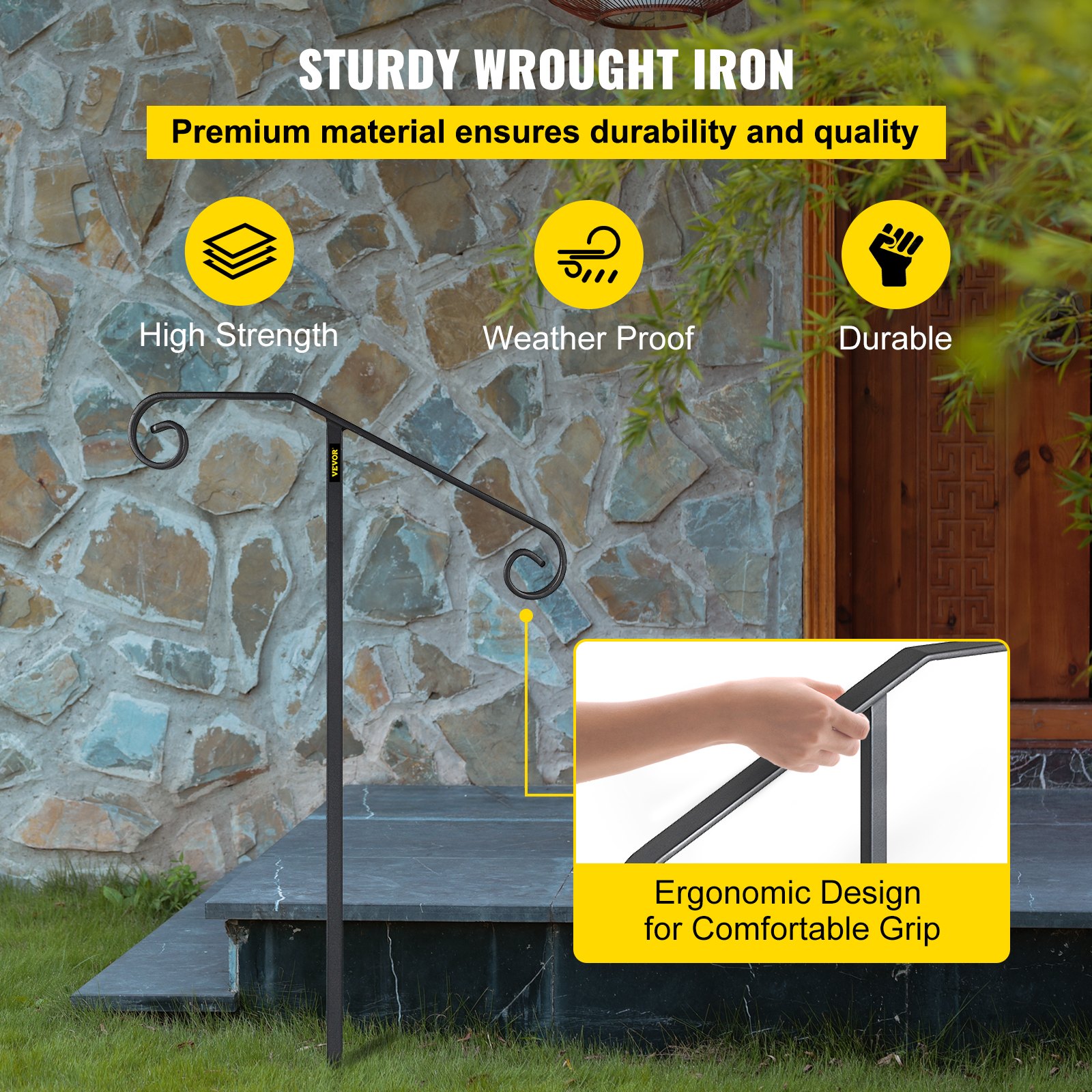 Single Post Handrail In-ground Single Post Handrail Fit 1 or 2 Steps ...